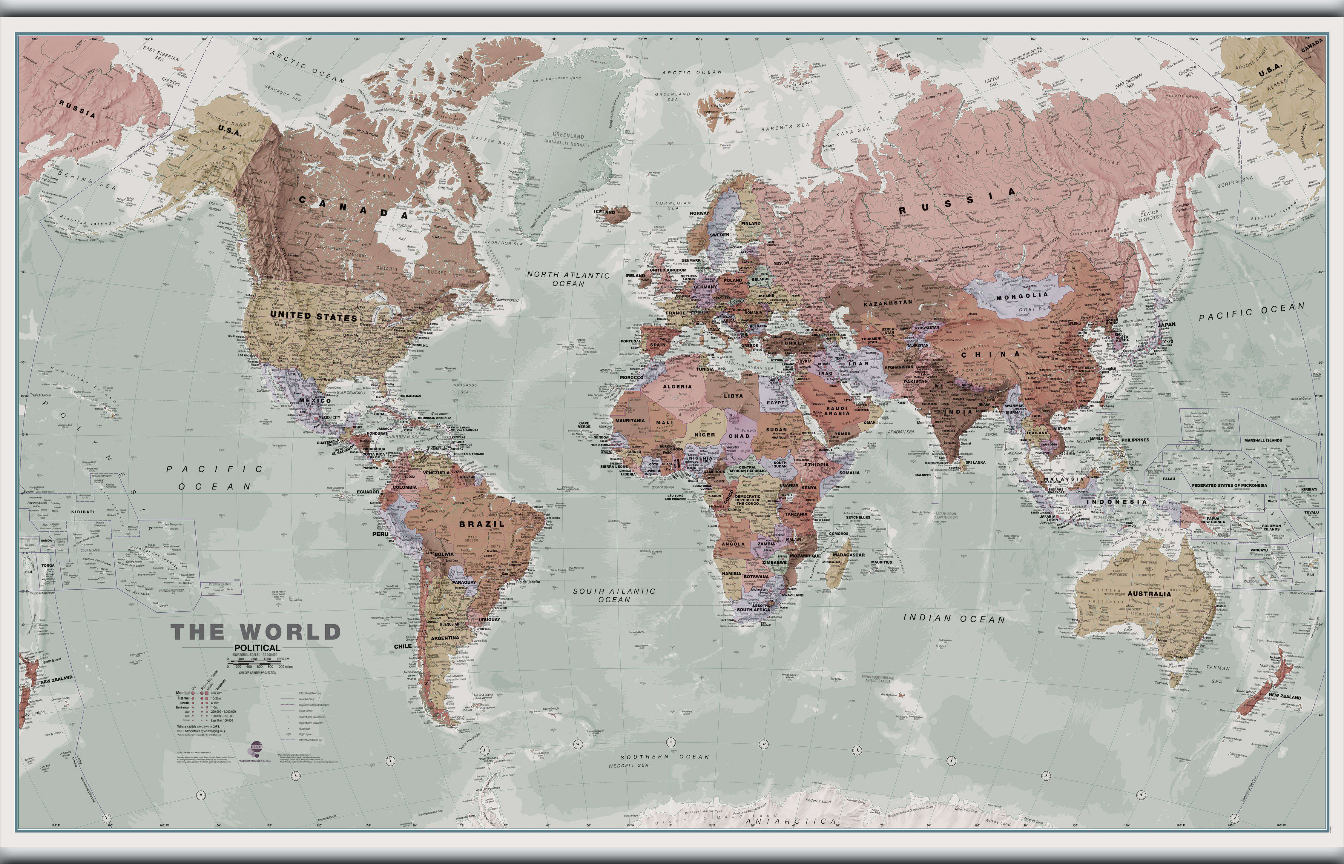 WM00671_H_CANHB - Executive World Wall Map Political