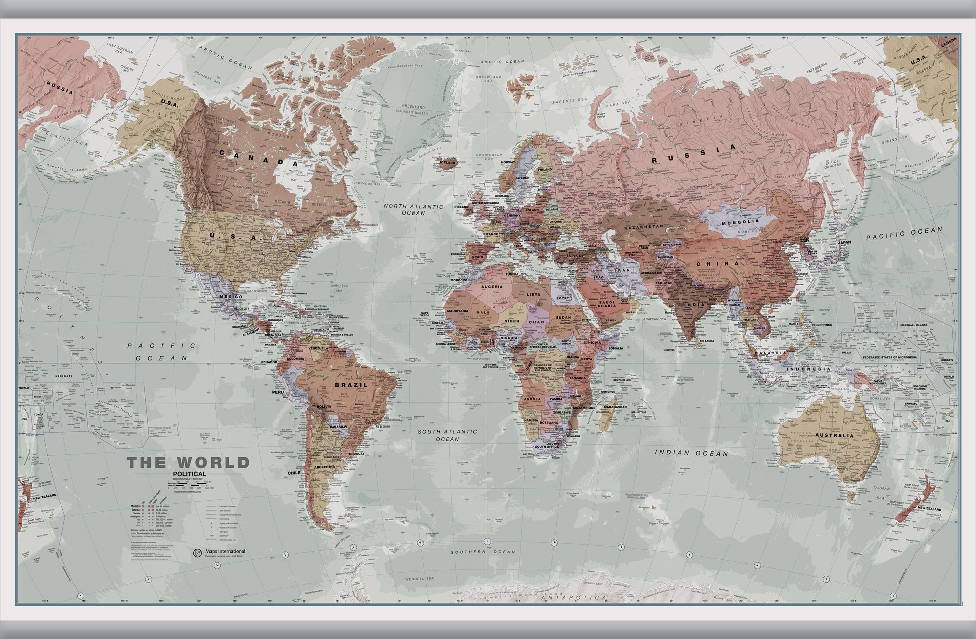 WM00671_M_LAMHB - Executive World Wall Map Political