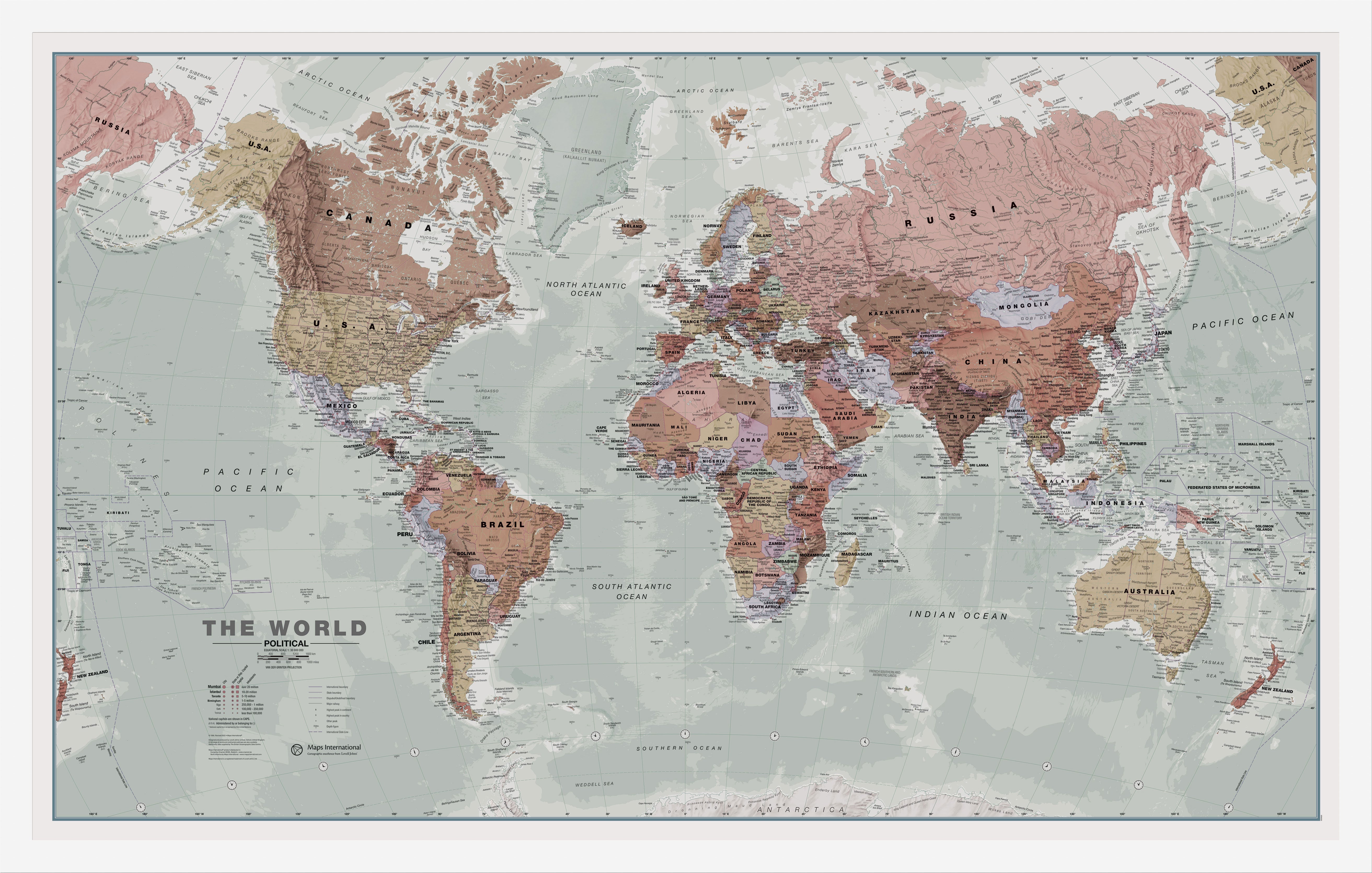 WM00671_M_WDWHI - Executive World Wall Map Political