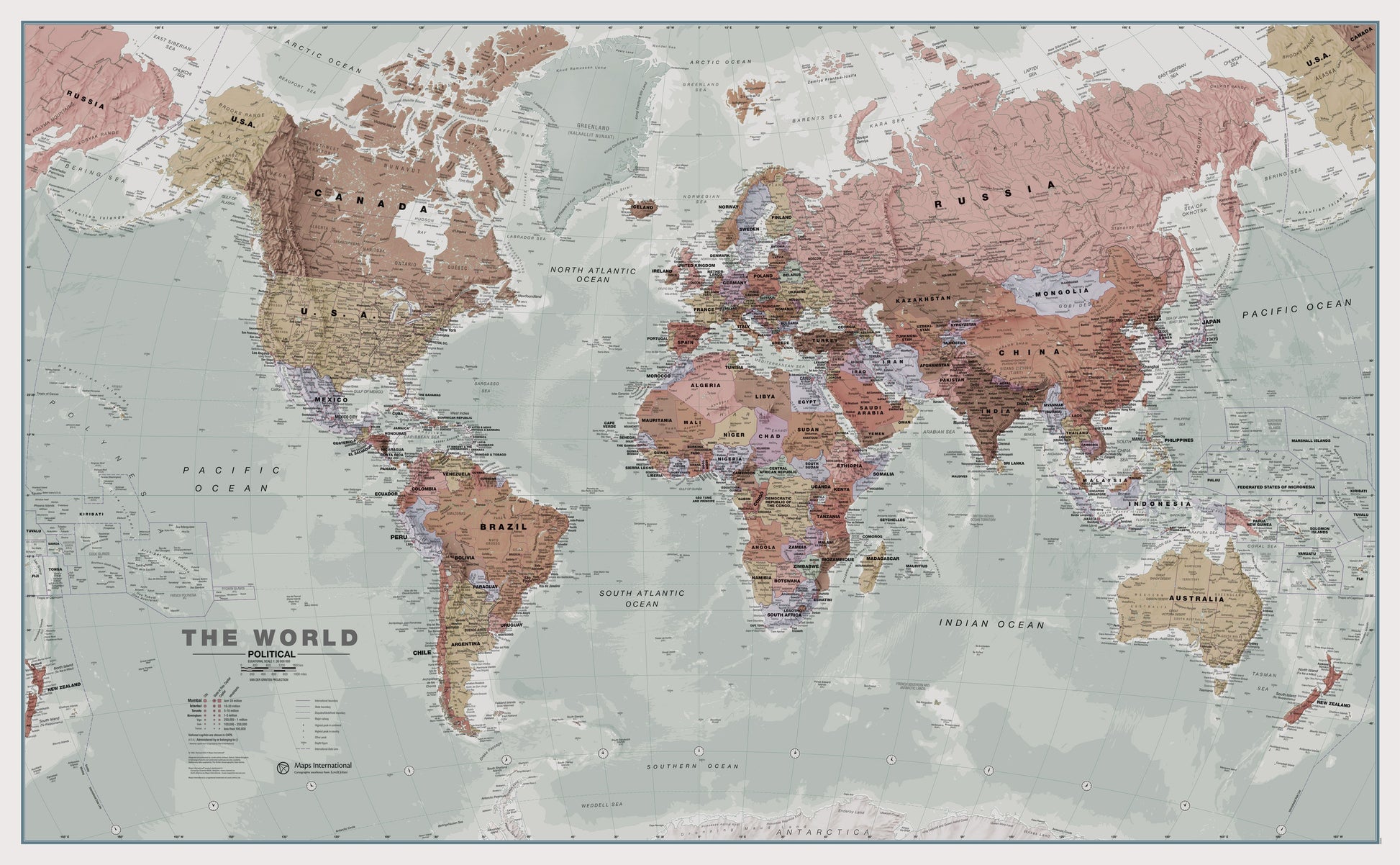 WM00671_L_PAPER - Executive World Wall Map Political