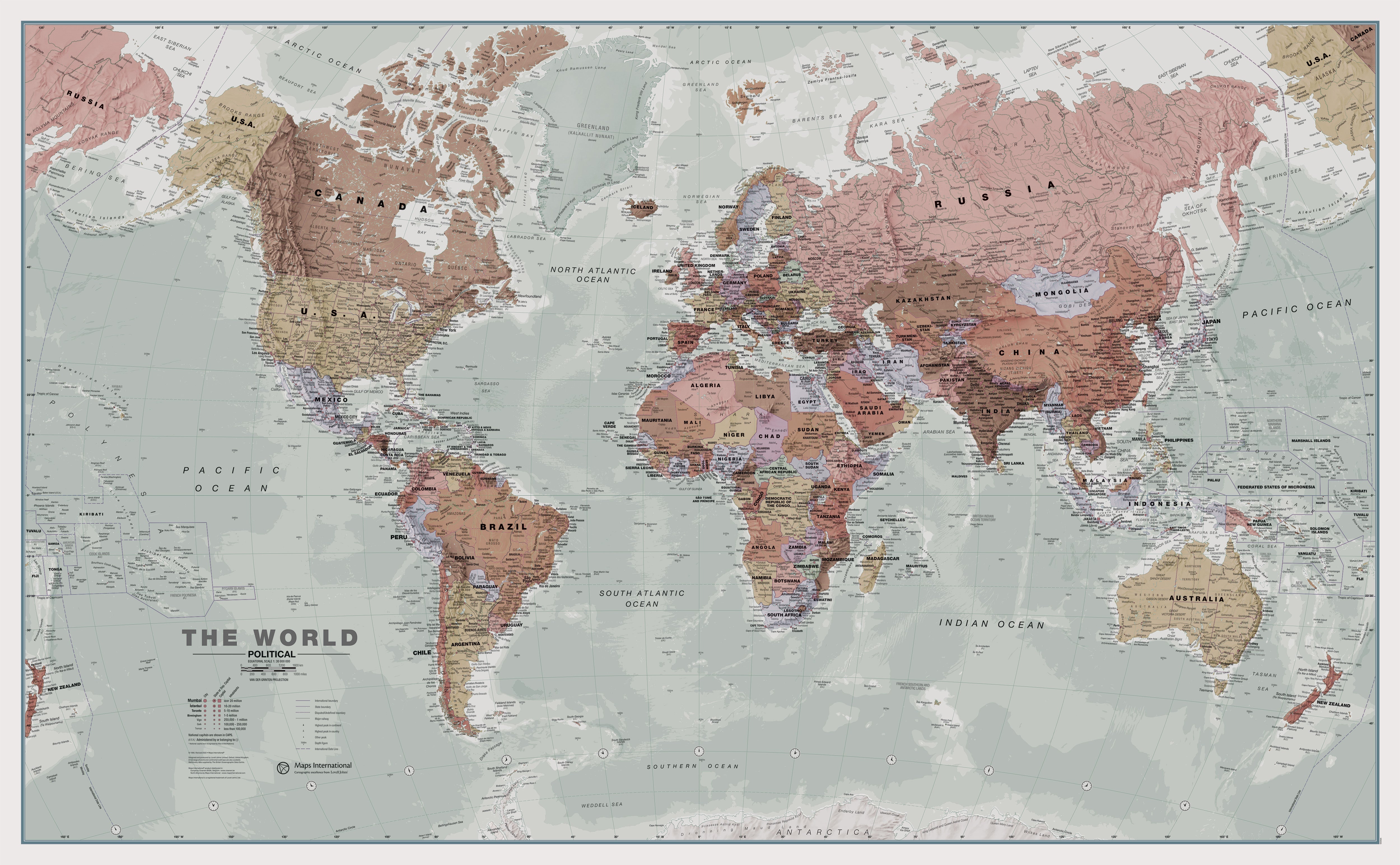 WM00671_M_LAMIN - Executive World Wall Map Political
