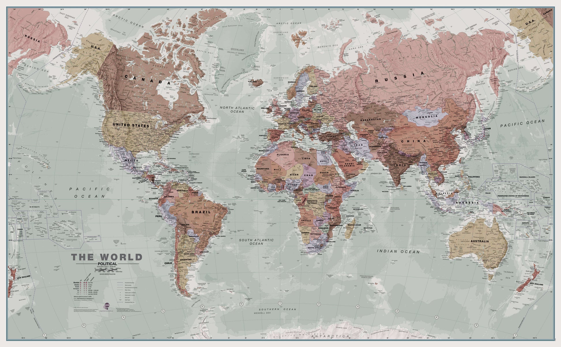 WM00671_M_CANRL - Executive World Wall Map Political