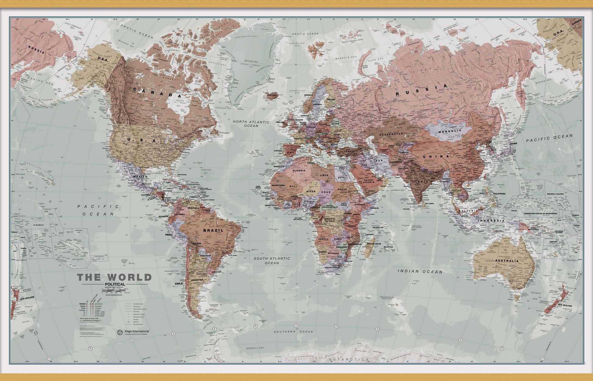 WM00671_M_LWDHB - Executive World Wall Map Political