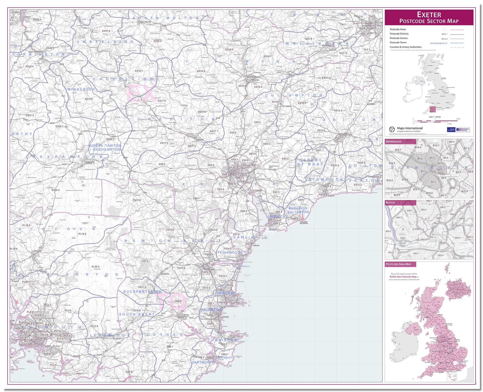 UK00770_L_LMBRD - Exeter Postcode Sector Map