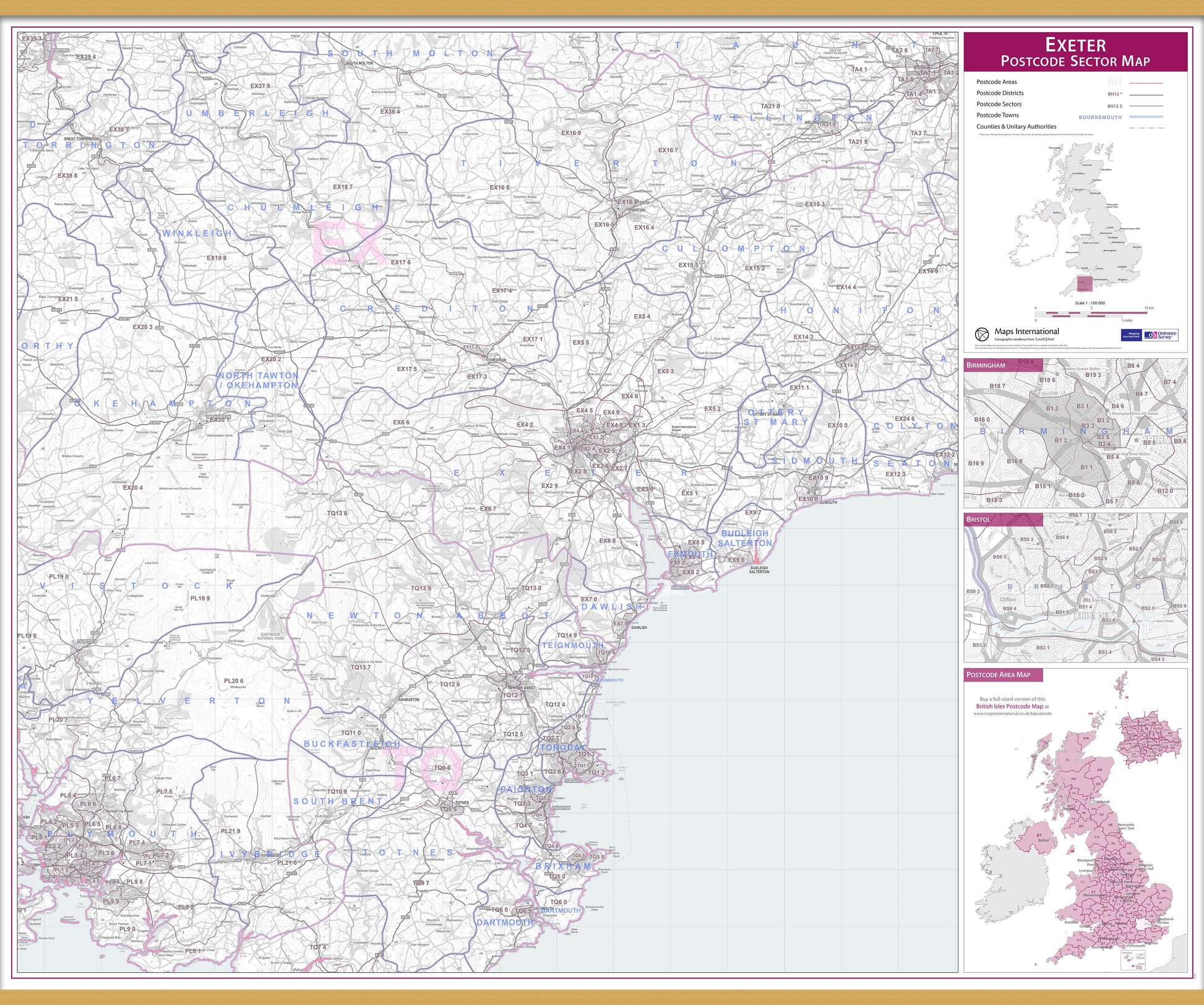 UK00770_L_LWDHB - Exeter Postcode Sector Map