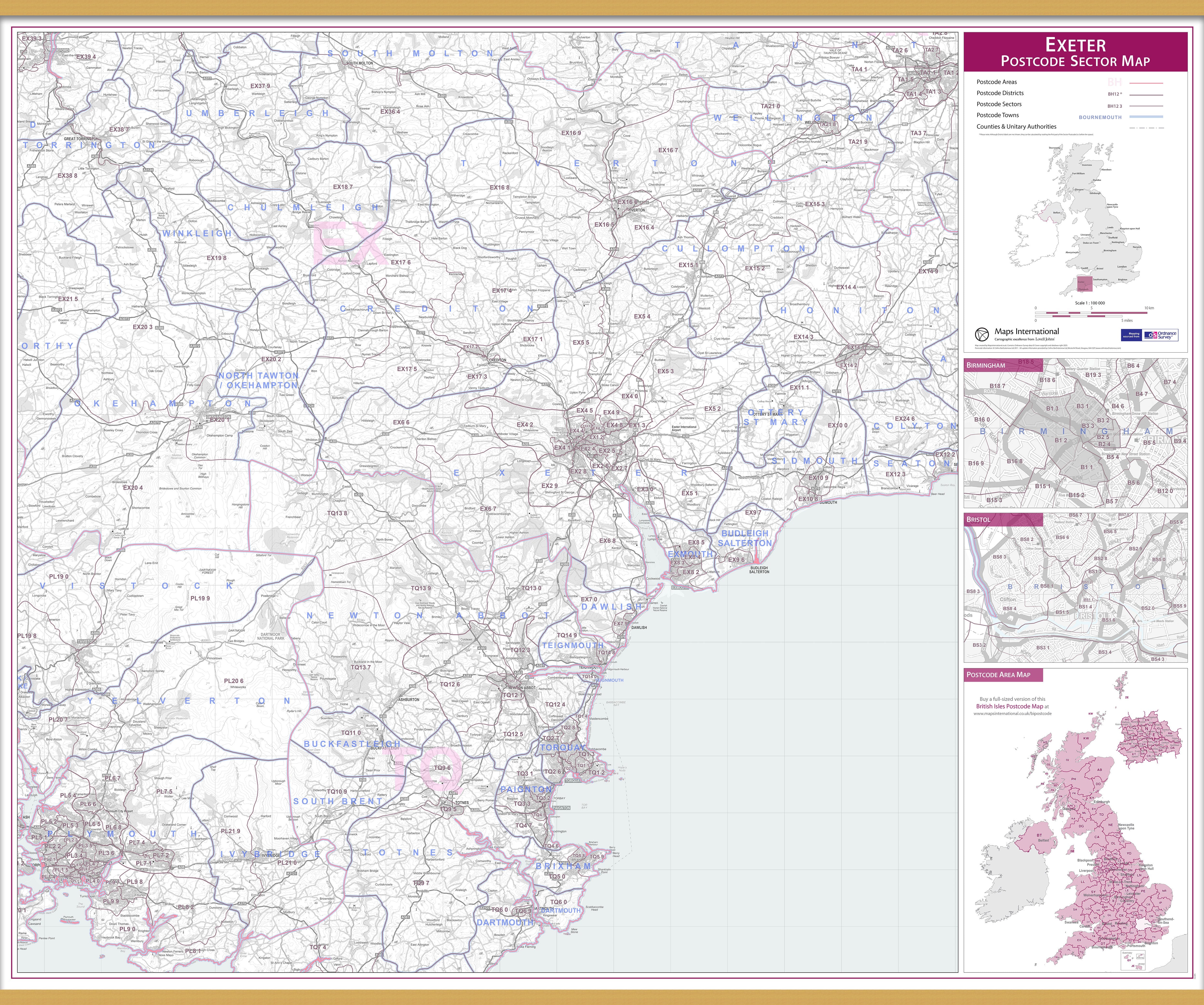 UK00770_L_LWDHB - Exeter Postcode Sector Map