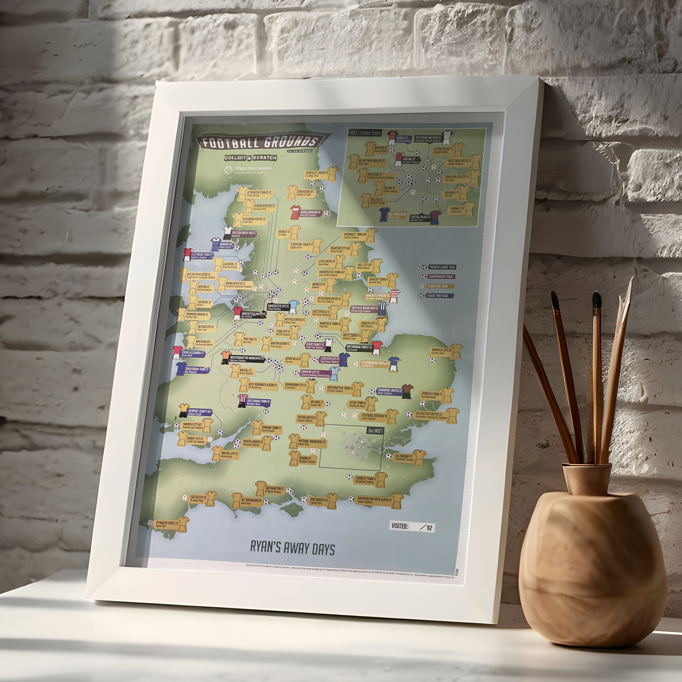 UK01618_3_BWWHI - Scratch Off 92 Football Grounds Print