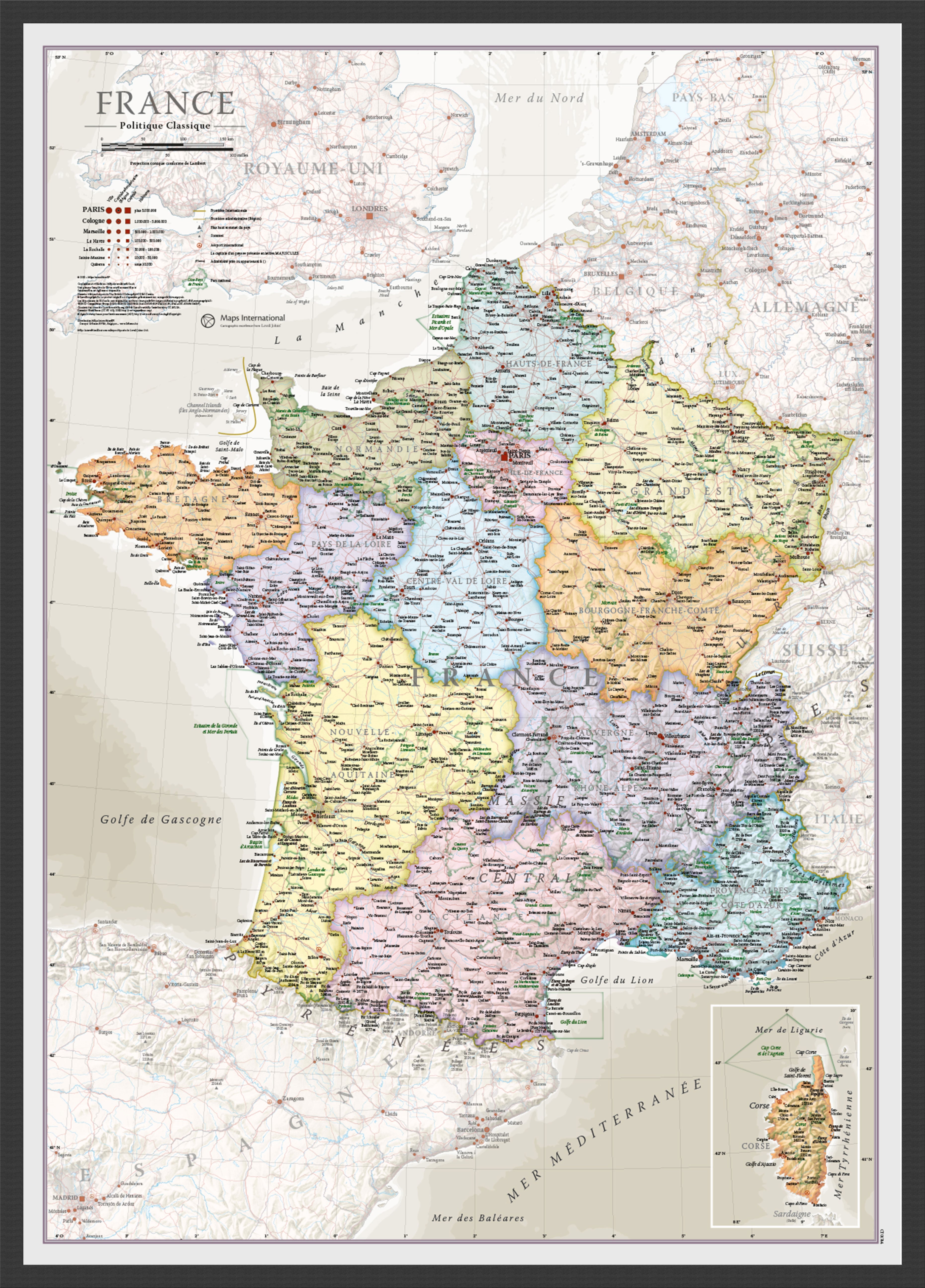 CM01744_M_WDBLA - France Classic Wall Map
