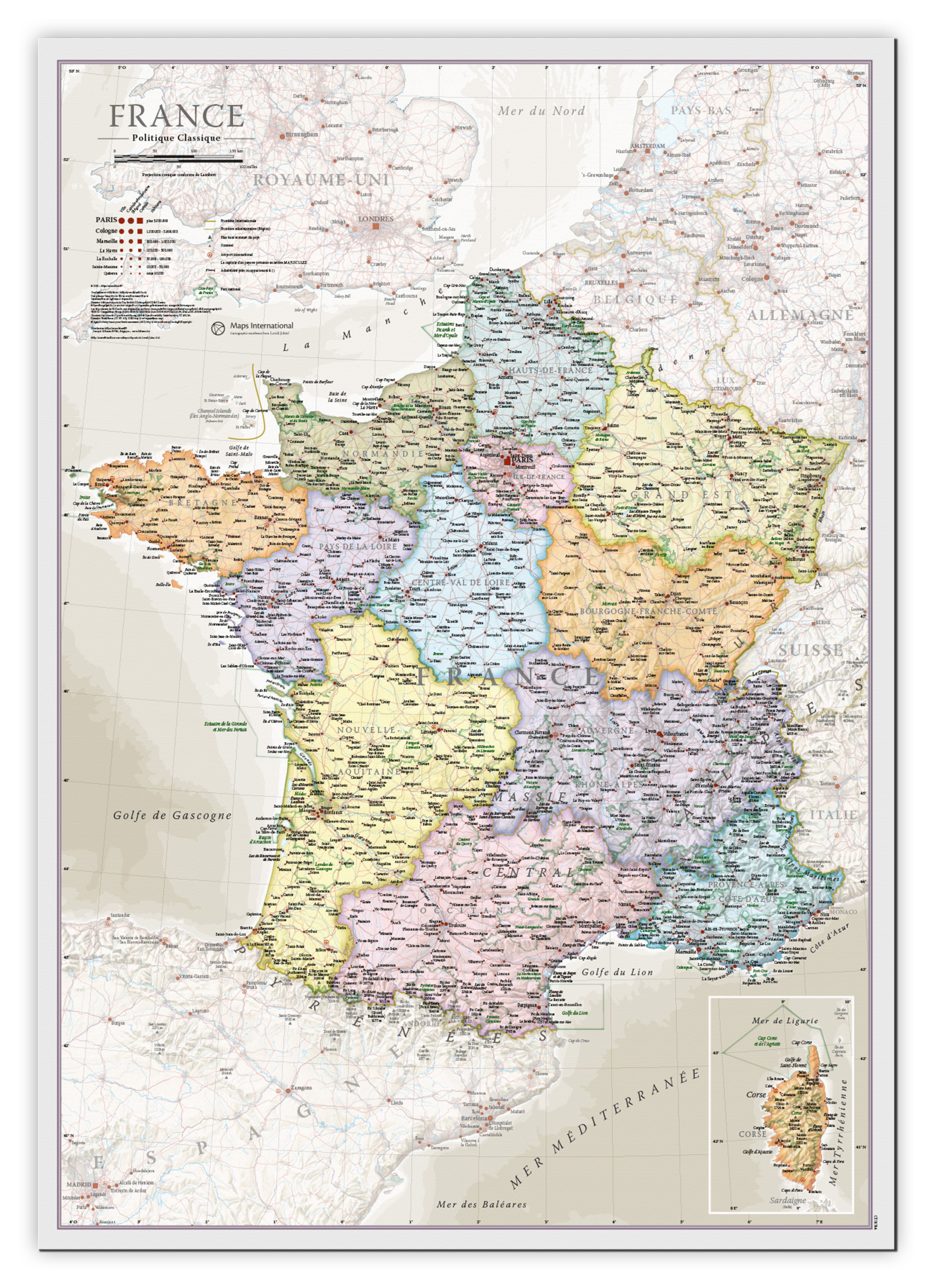 CM01744_S_CANVA - France Classic Wall Map