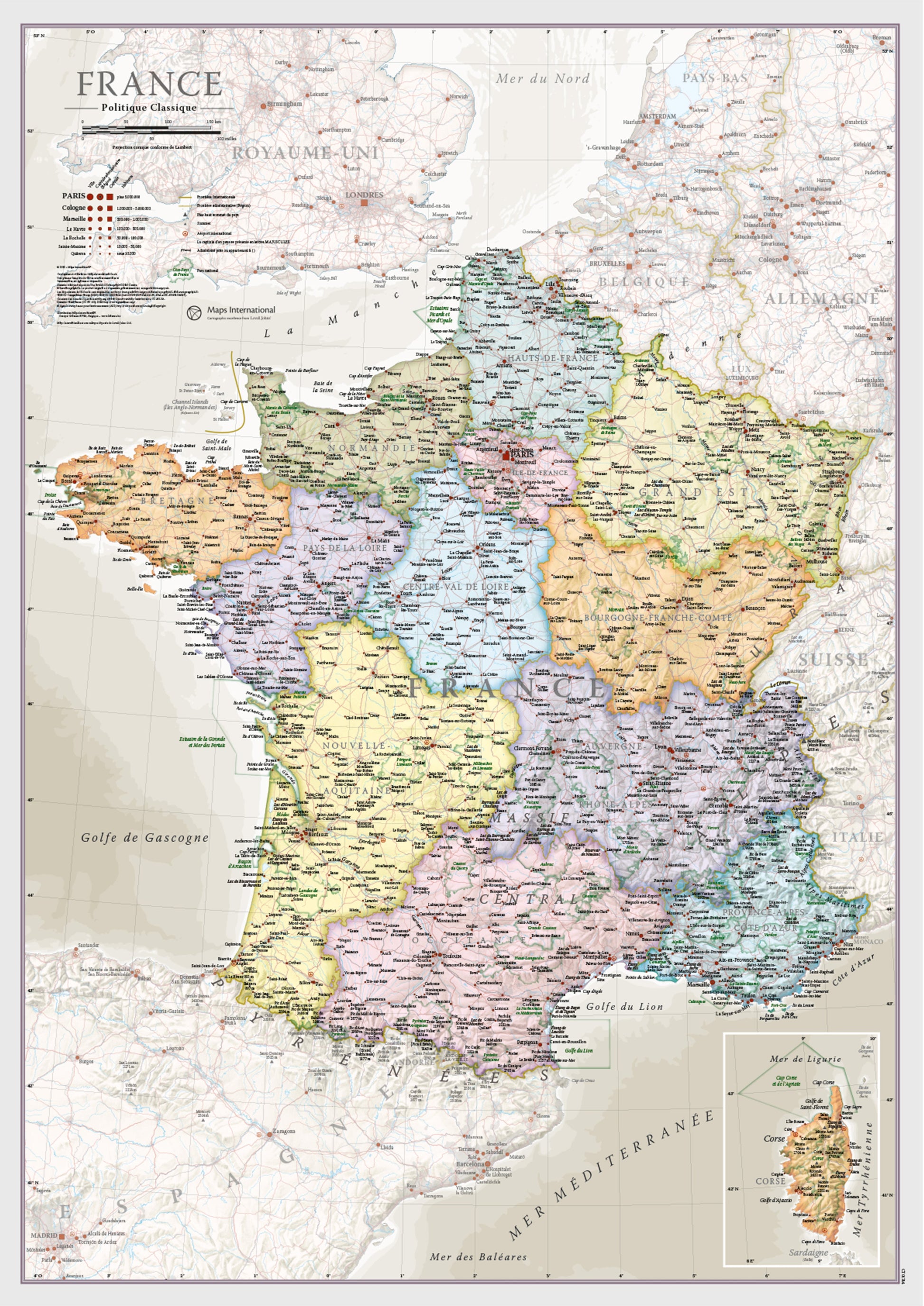 CM01744_S_FSLAM - France Classic Wall Map