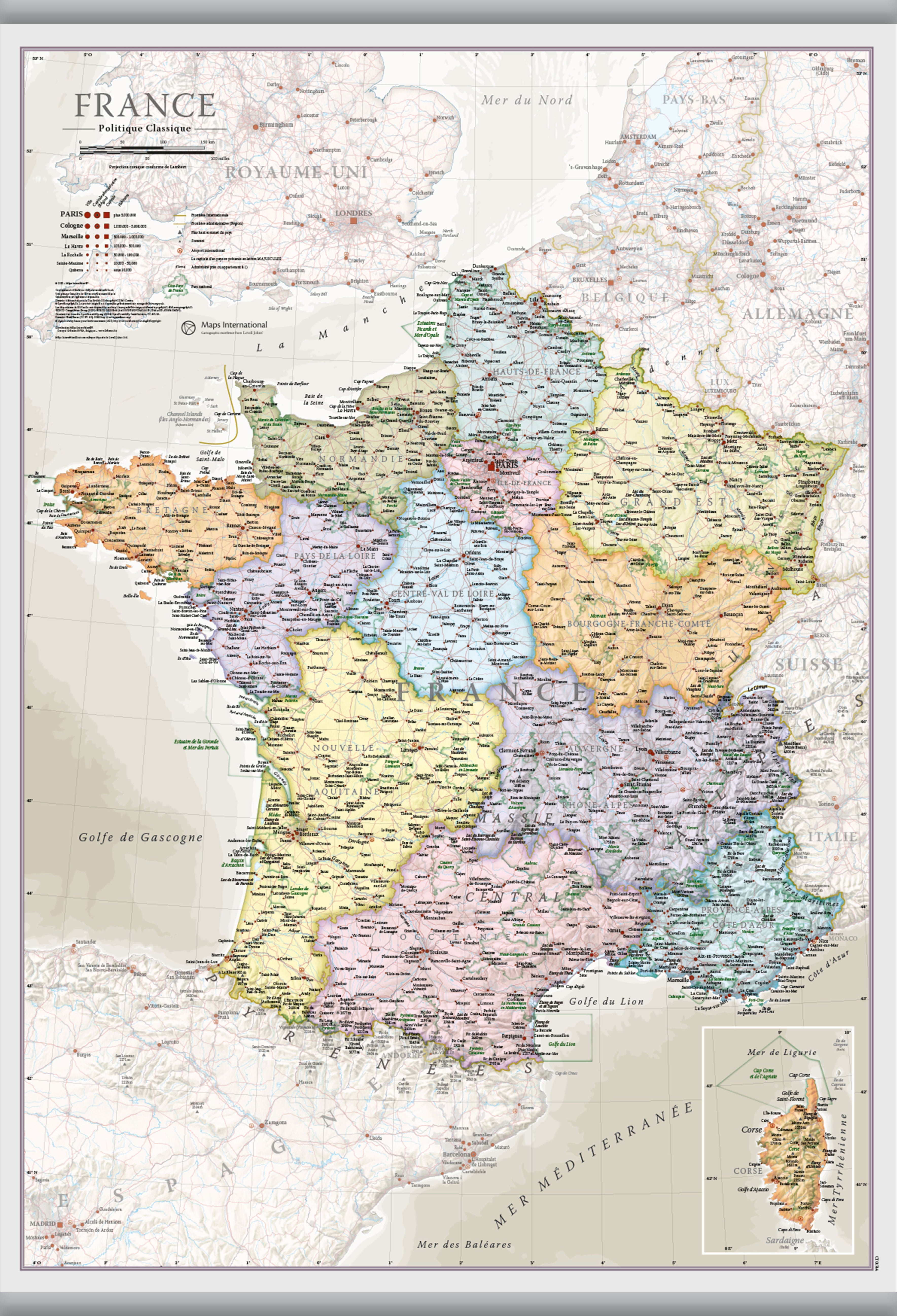CM01744_S_LAMHB - France Classic Wall Map