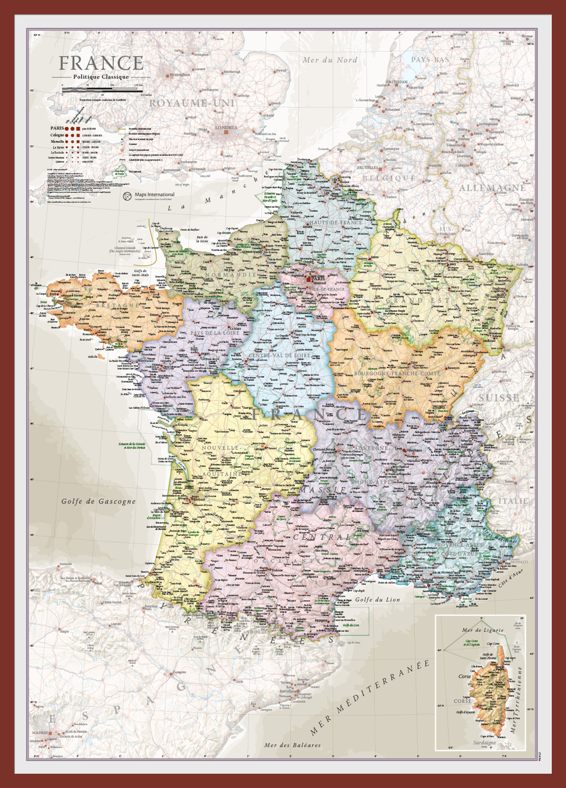 CM01744_S_PINOK - France Classic Wall Map