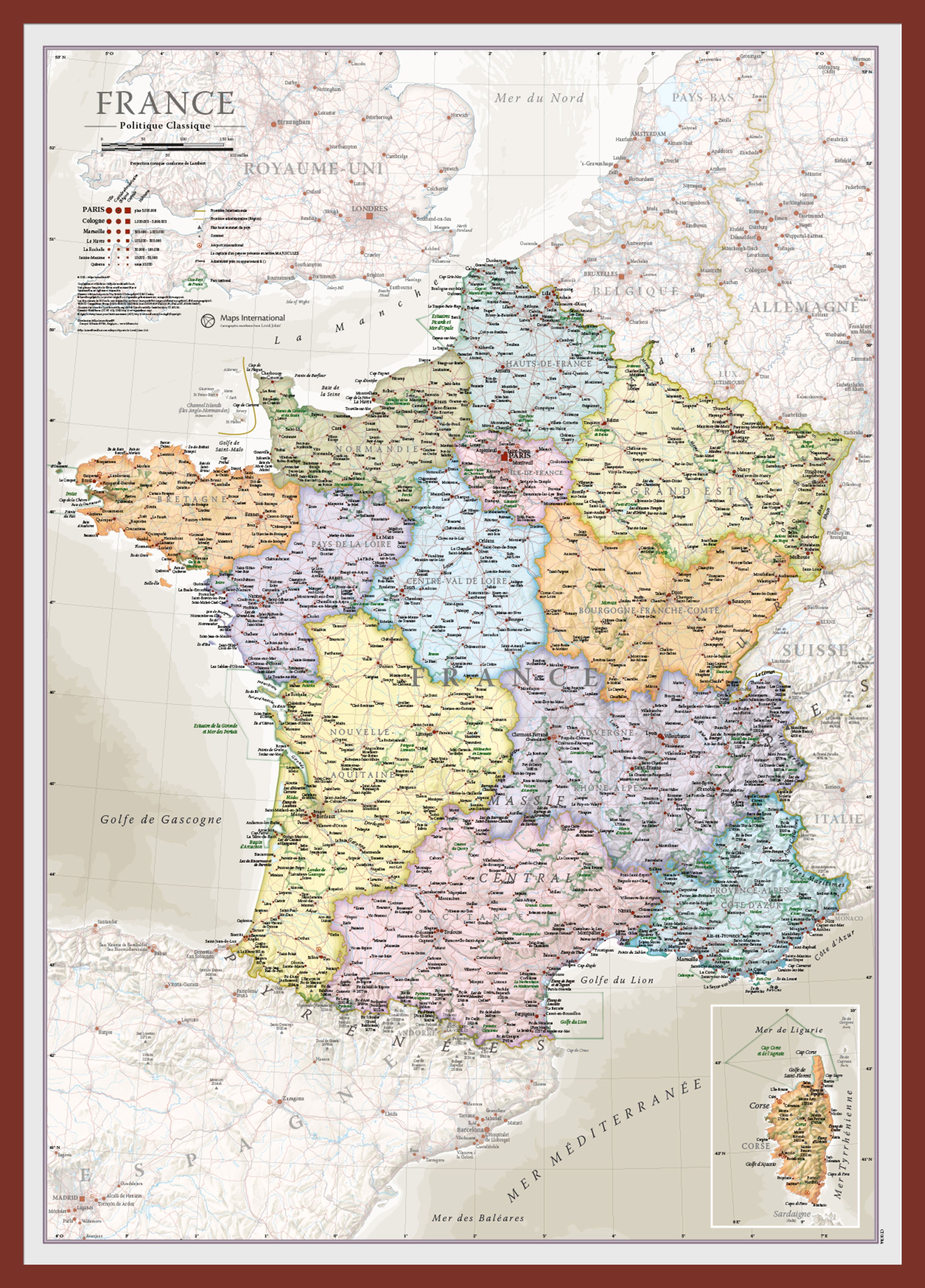 CM01744_S_PINOK - France Classic Wall Map
