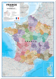 CM01836_L_LMBRD - Large France Political Wall Map with Regions and Departments