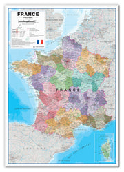 CM01836_L_CANVA - Large France Political Wall Map with Regions and Departments