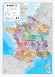 CM01836_L_WDWHI - Large France Political Wall Map with Regions and Departments