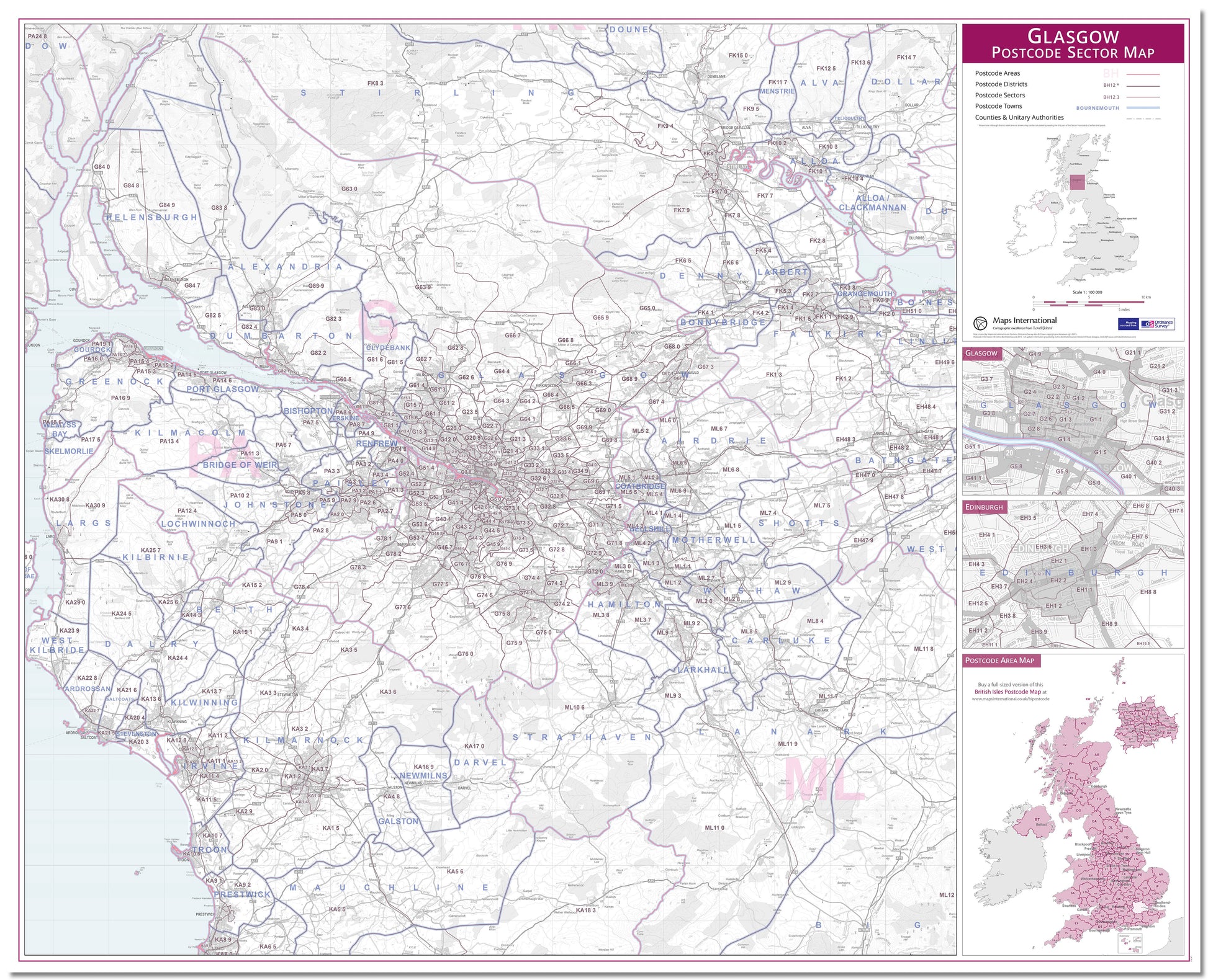 UK00771_L_LMBRD - Glasgow Postcode Sector Map