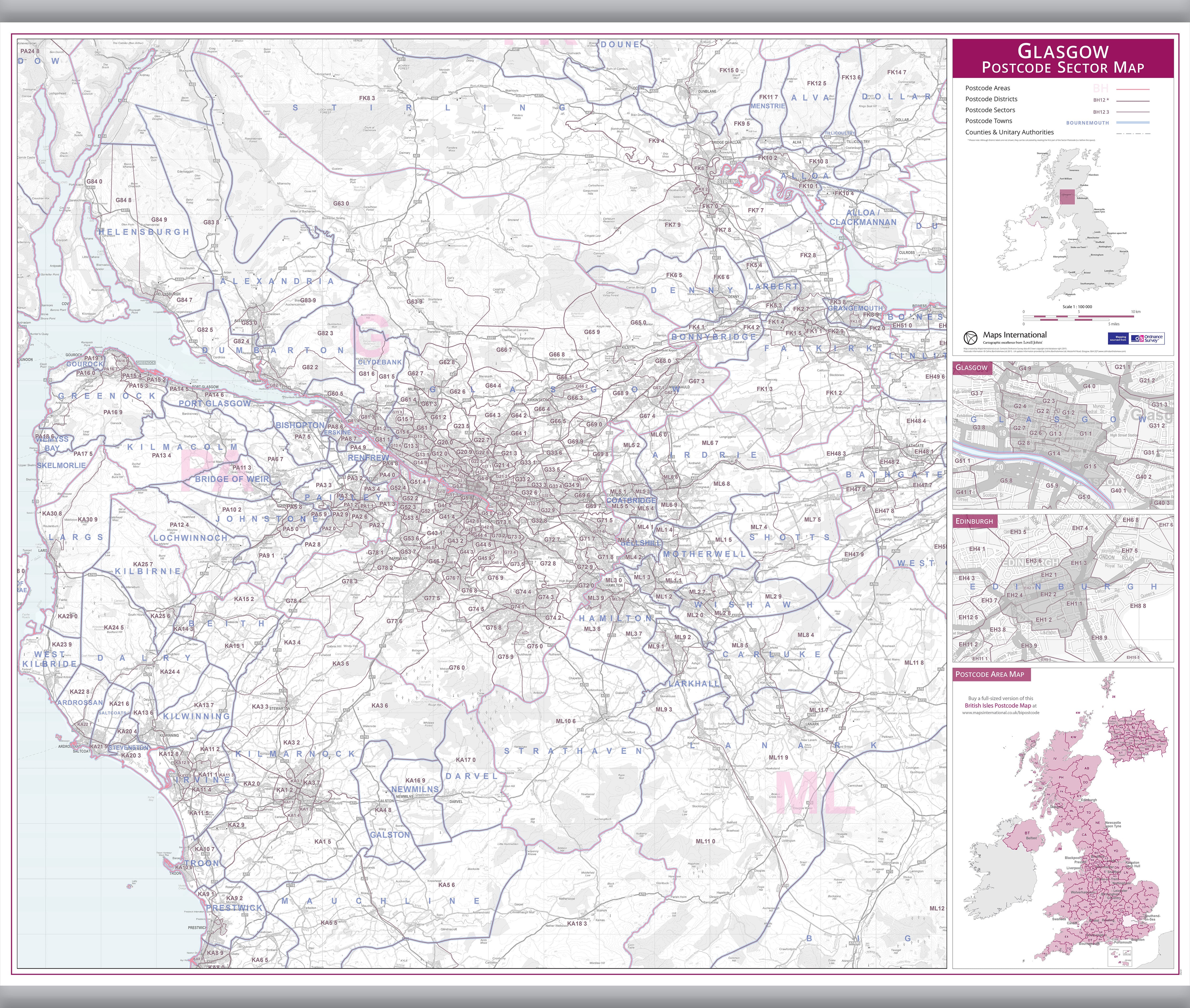 UK00771_L_LAMHB - Glasgow Postcode Sector Map