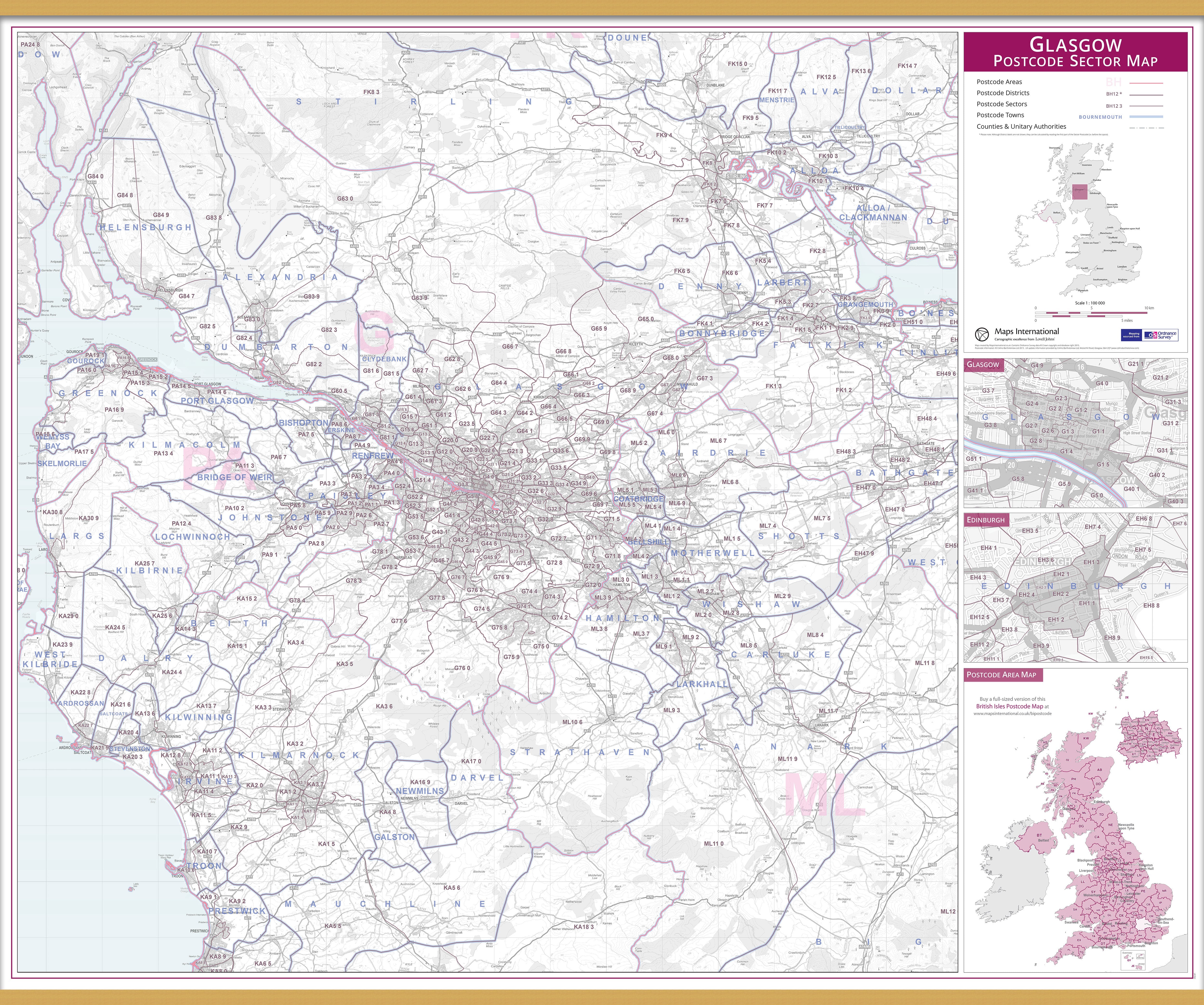 UK00771_L_LWDHB - Glasgow Postcode Sector Map