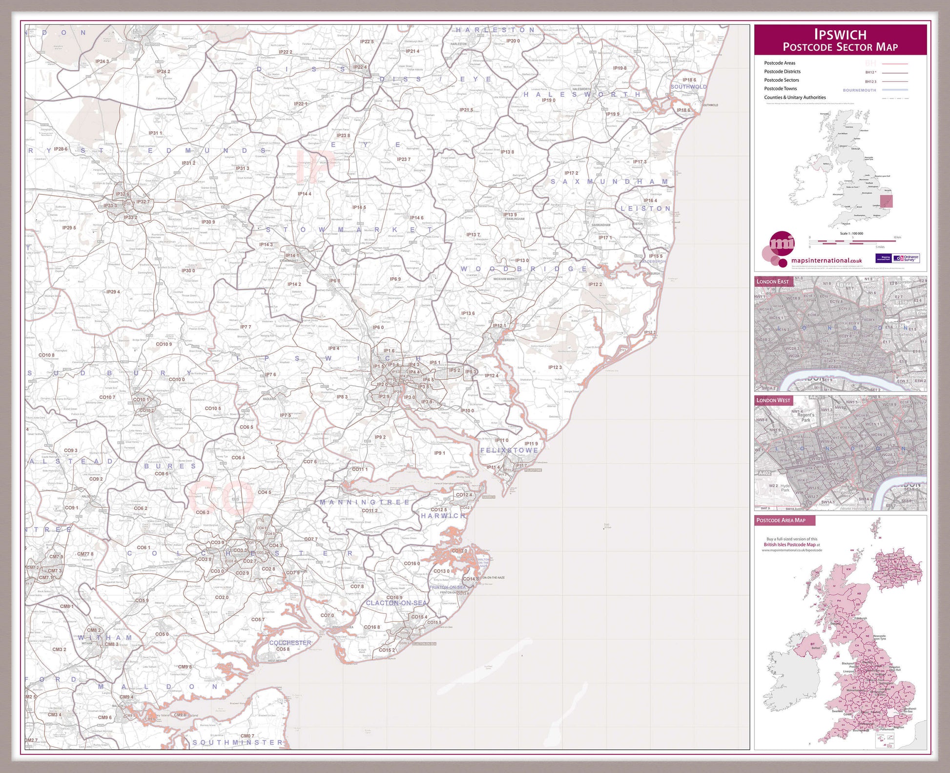 UK00773_L_MGFAL - Ipswich Postcode Sector Map