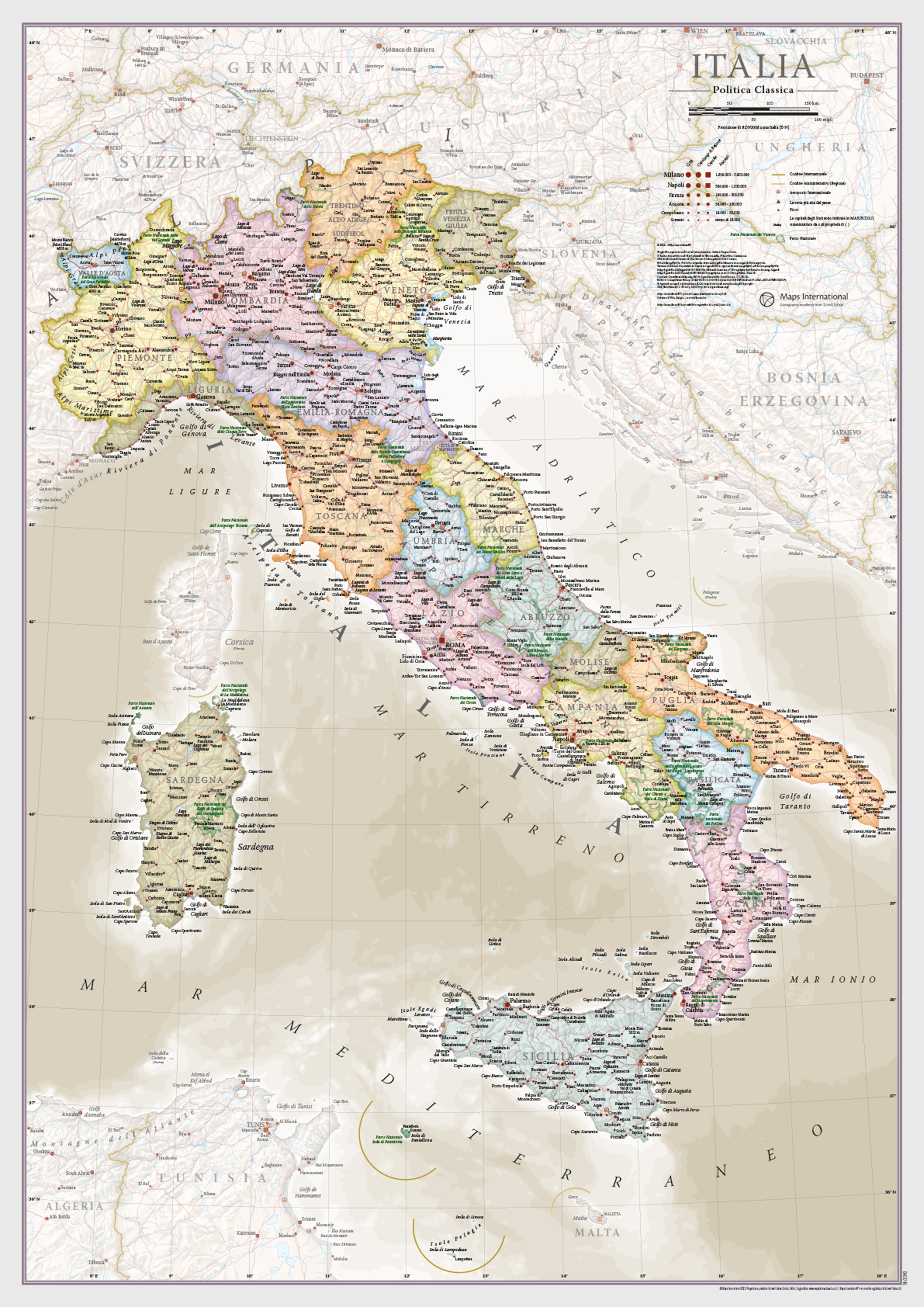 CM01746_S_PAPER - Italy Classic Wall Map
