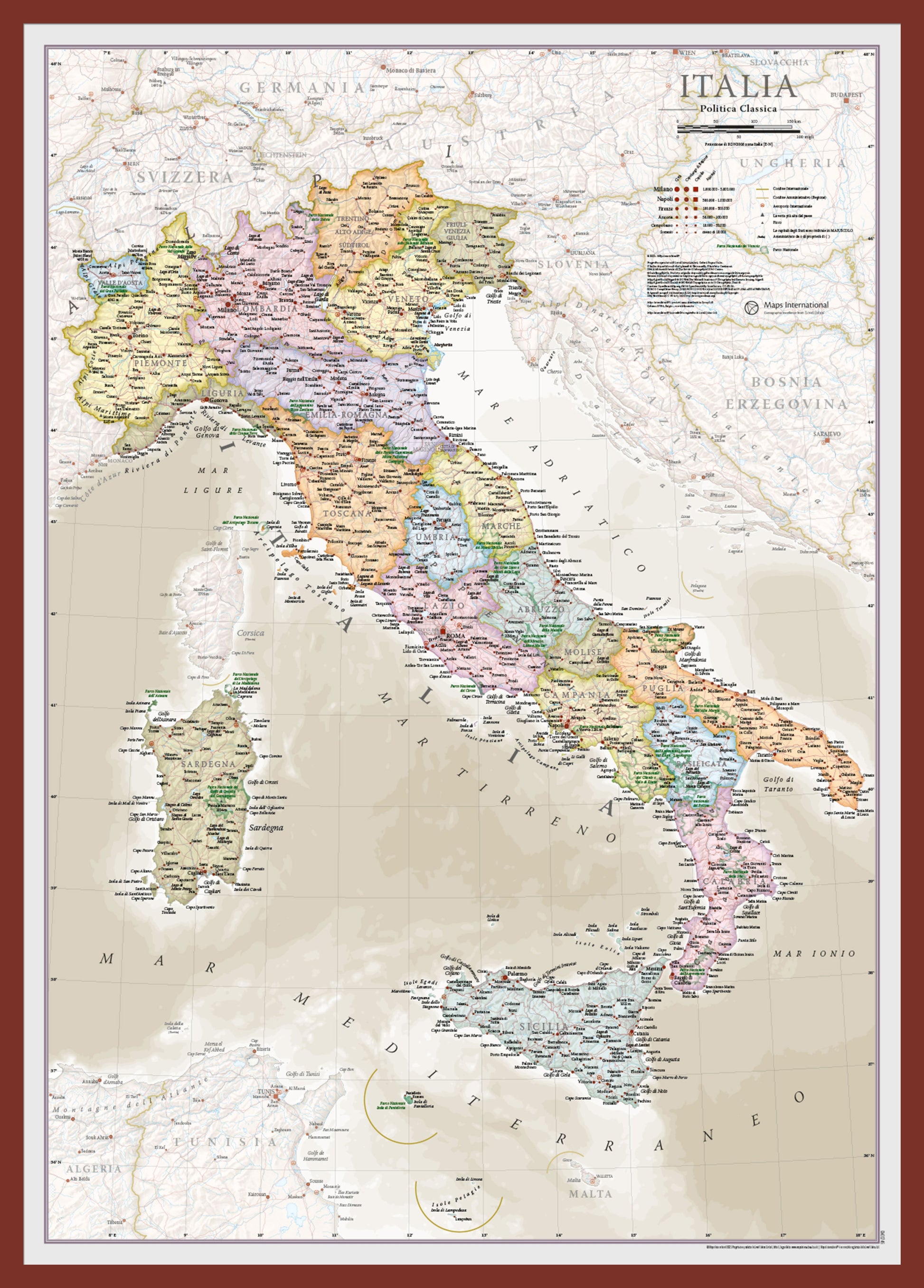 CM01746_S_PINOK - Italy Classic Wall Map