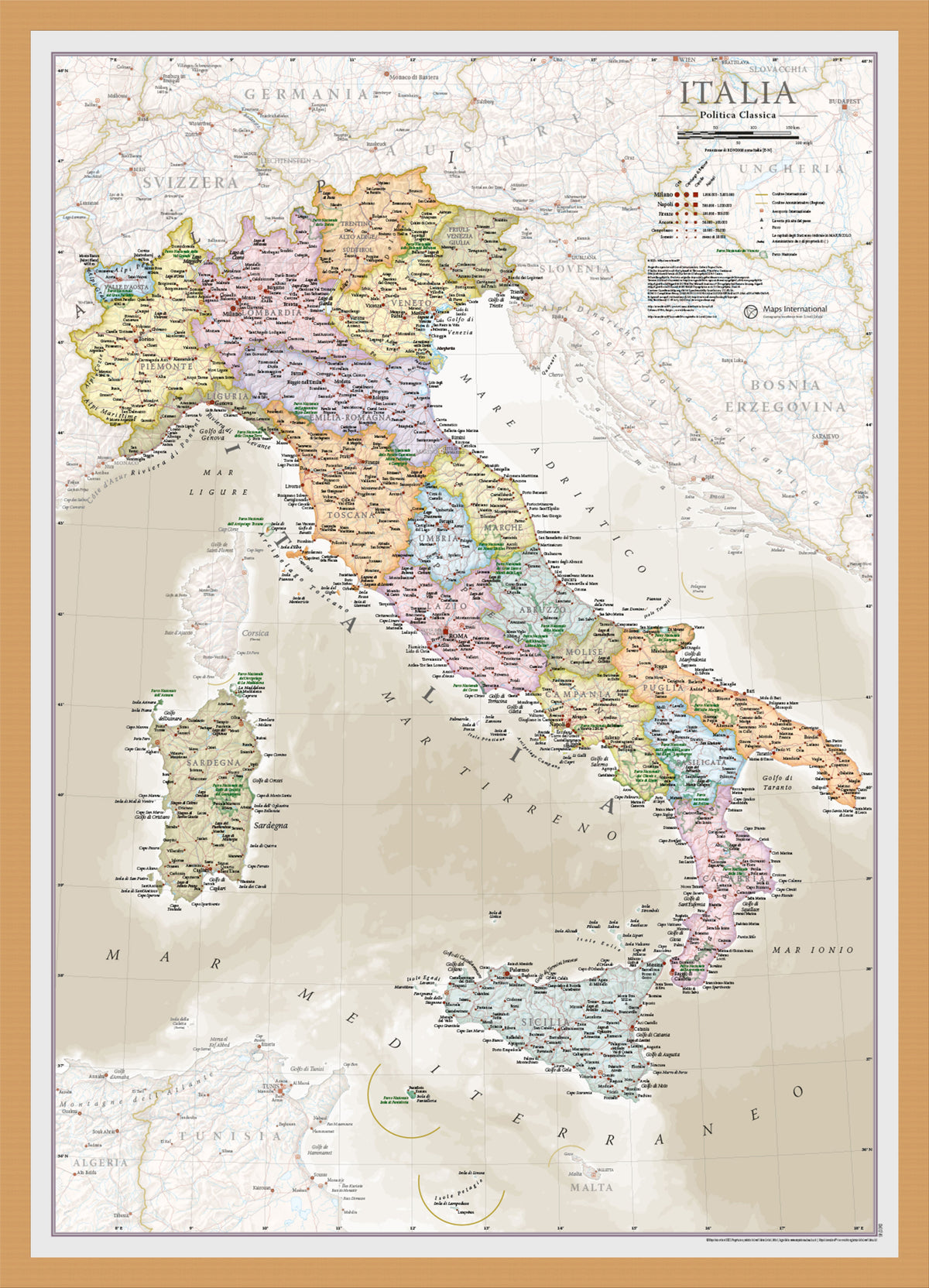 CM01746_S_BWOAK - Italy Classic Wall Map