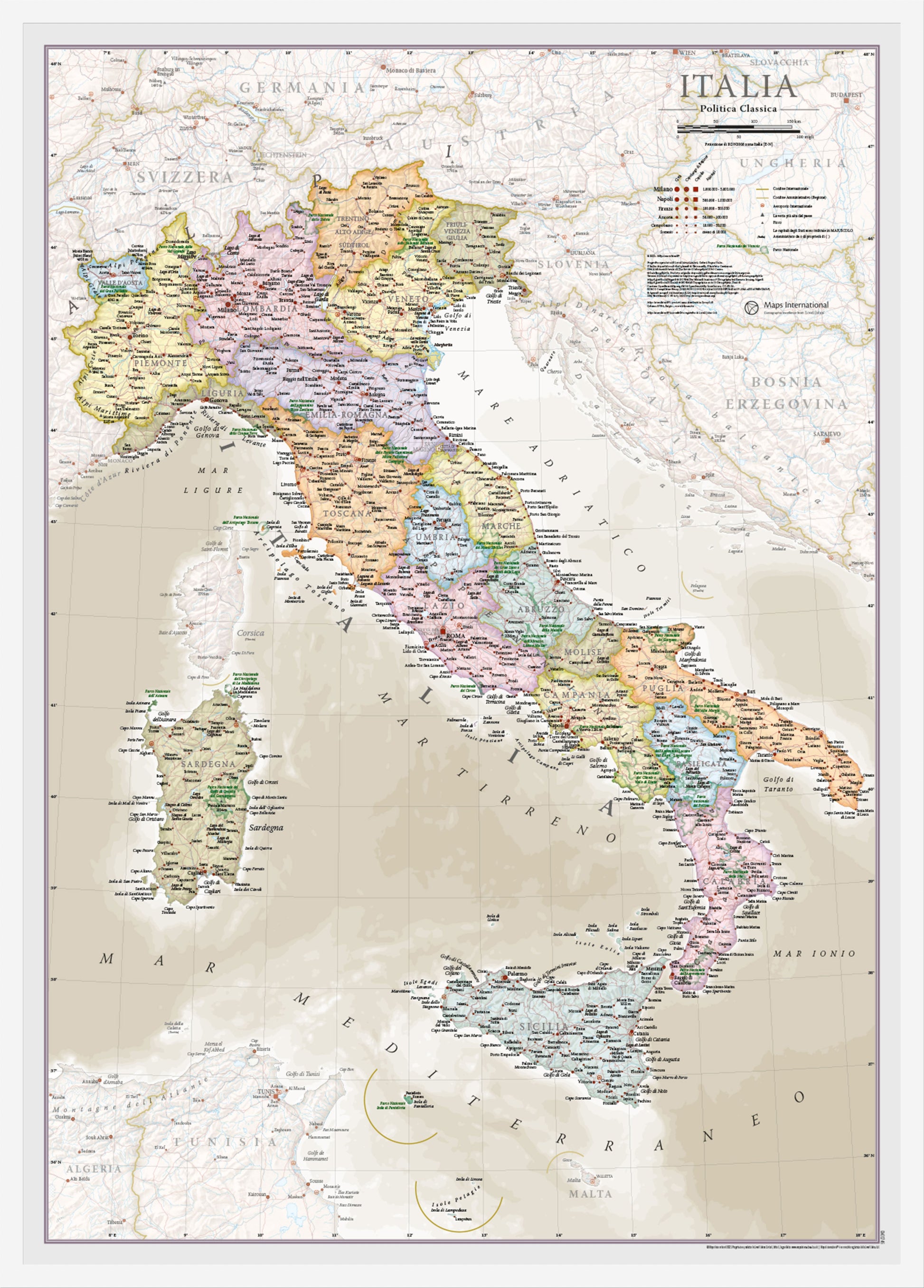 CM01746_L_WDWHI - Italy Classic Wall Map