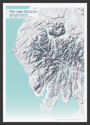 UK01840_3_WDBLA - A3 Lake District & Scafell Pike Stipple Map Print