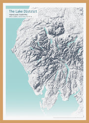 UK01840_3_WDOAK - A3 Lake District & Scafell Pike Stipple Map Print
