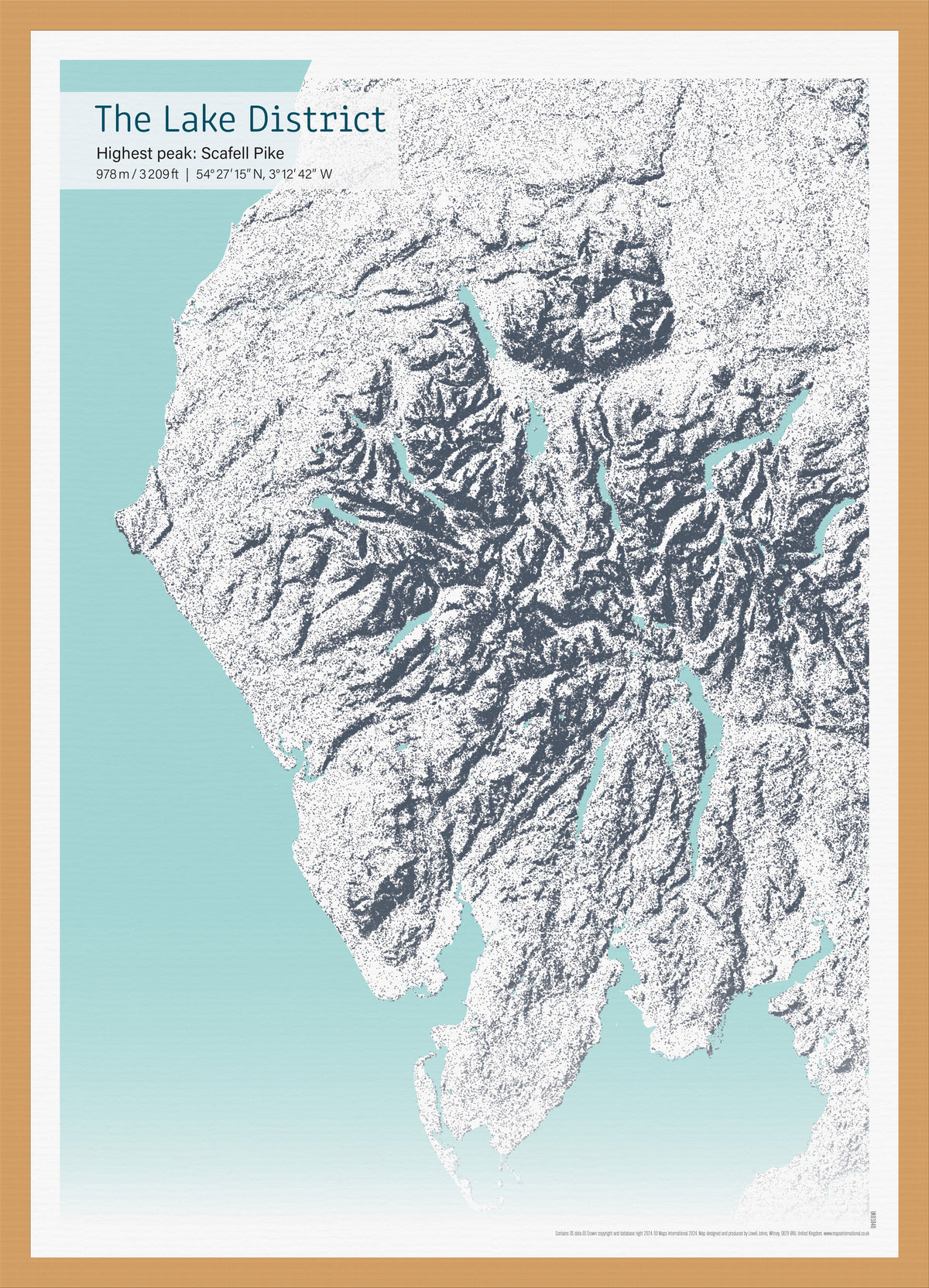 UK01840_3_WDOAK - A3 Lake District & Scafell Pike Stipple Map Print