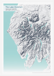 UK01840_3_WDWHI - A3 Lake District & Scafell Pike Stipple Map Print
