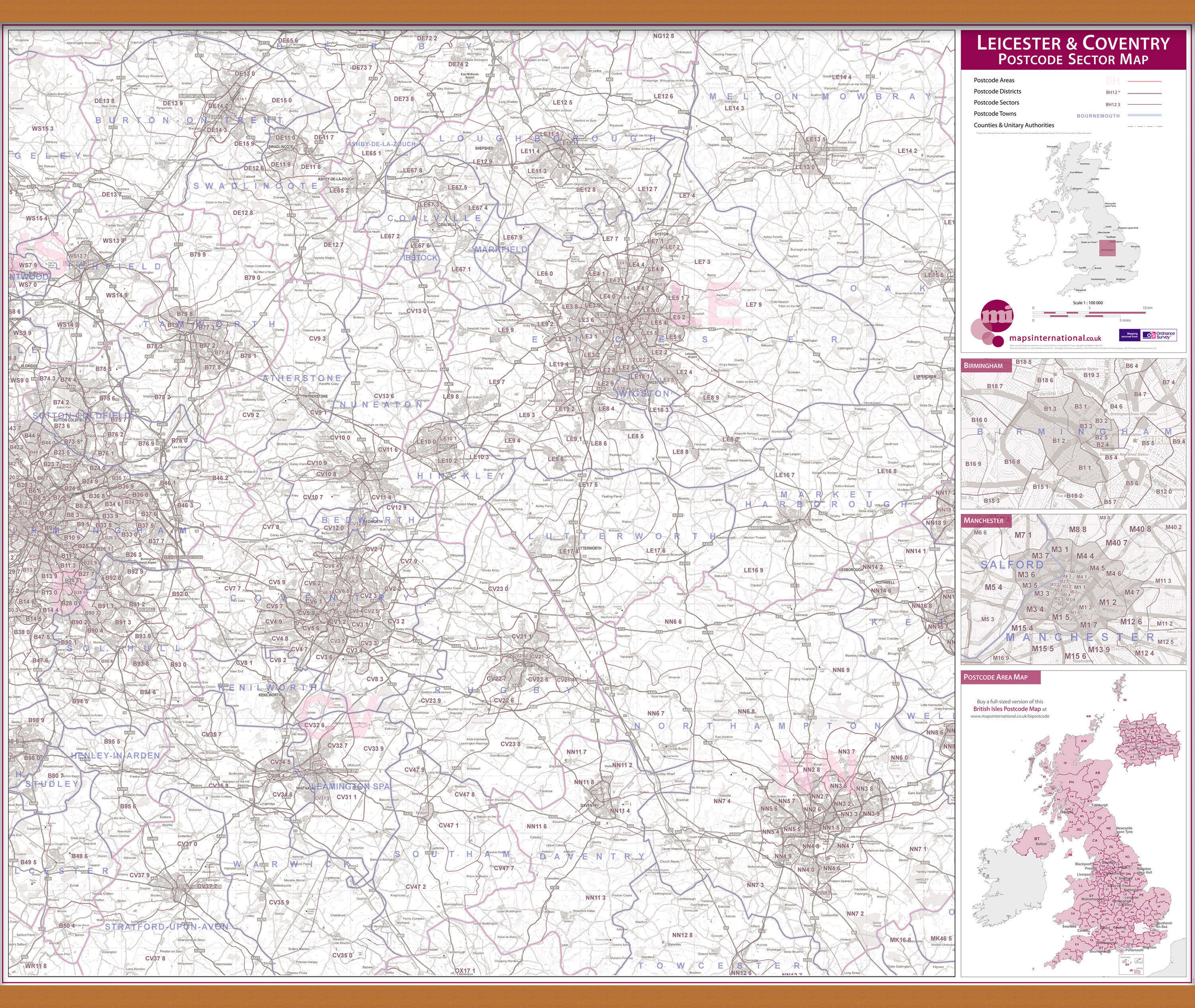 UK00775_L_LWDHB - Leicester and Coventry Postcode Sector Map