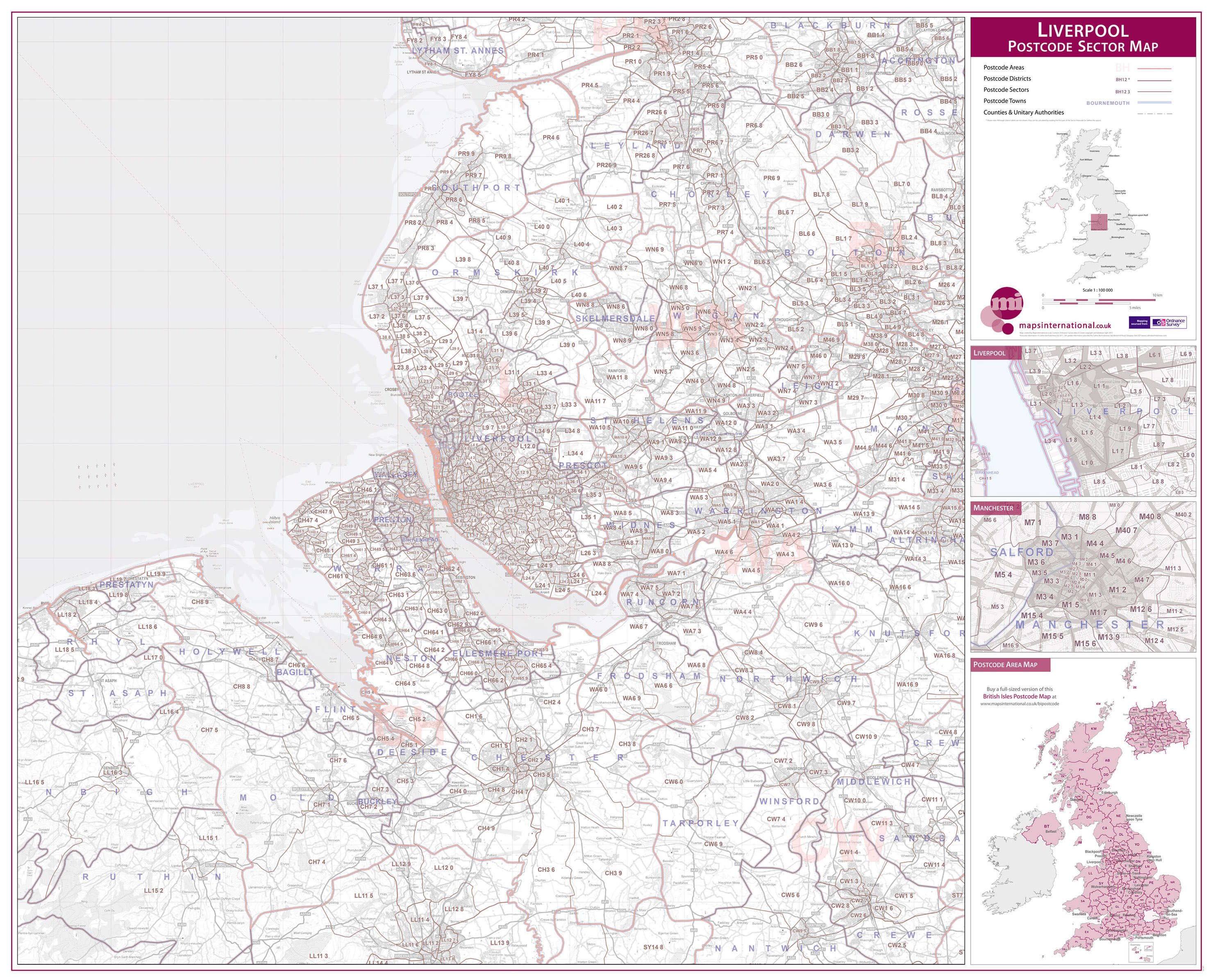UK00776_L_PAPER - Liverpool Postcode Sector Map