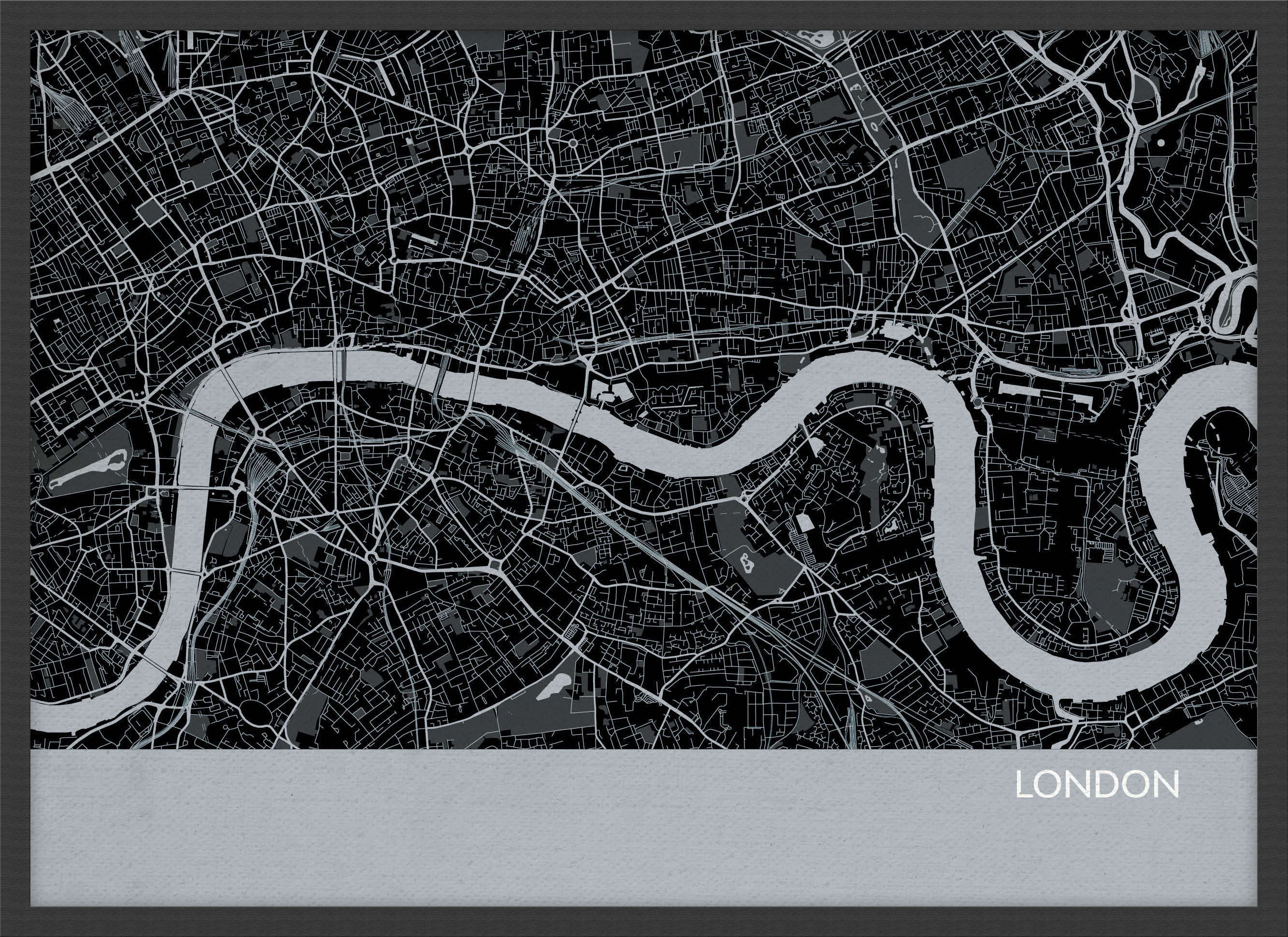 LS01554_S_WDBLA - London City Street Map Print Charcoal