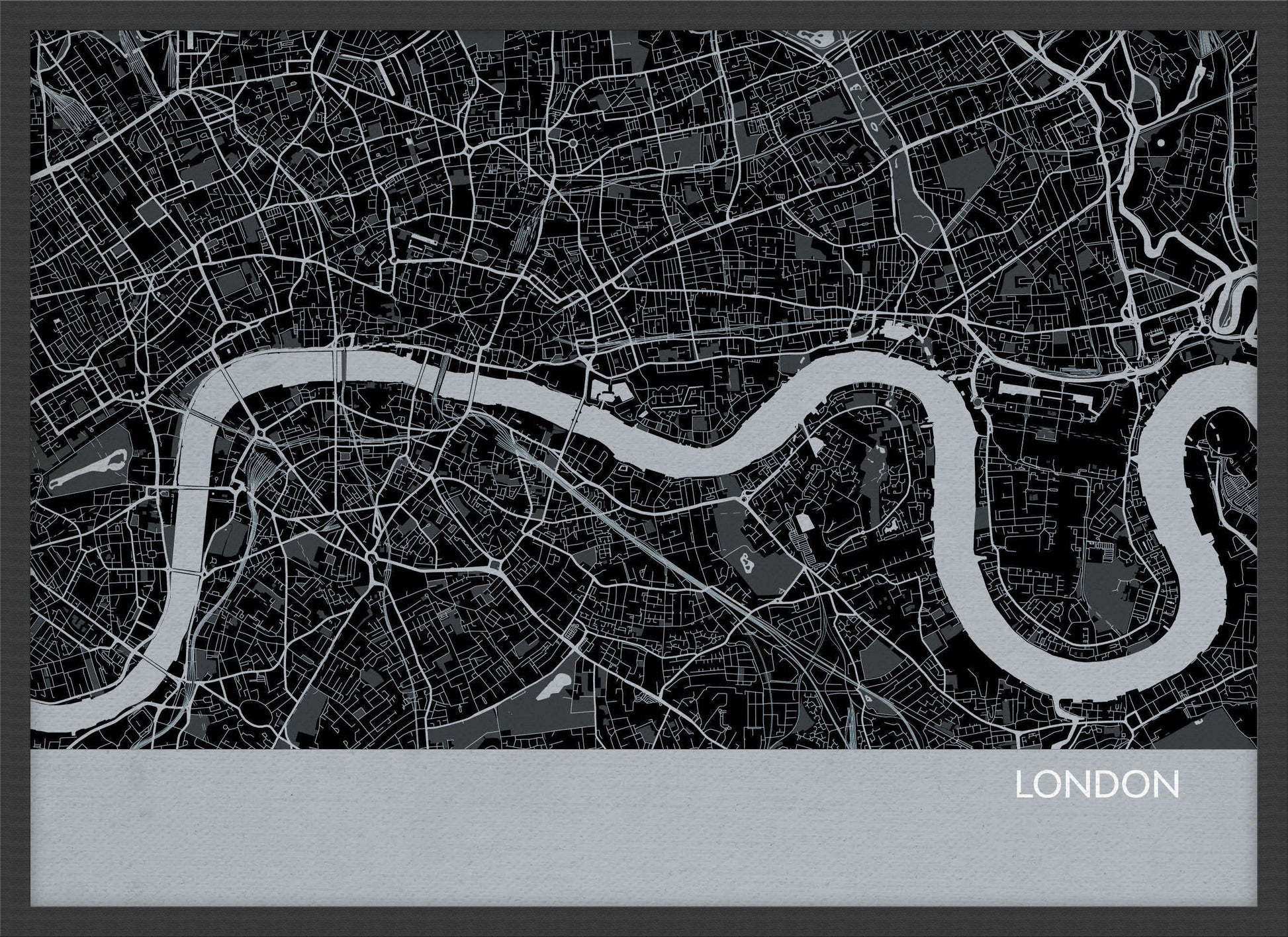 LS01554_4_WDBLA - London City Street Map Print Charcoal
