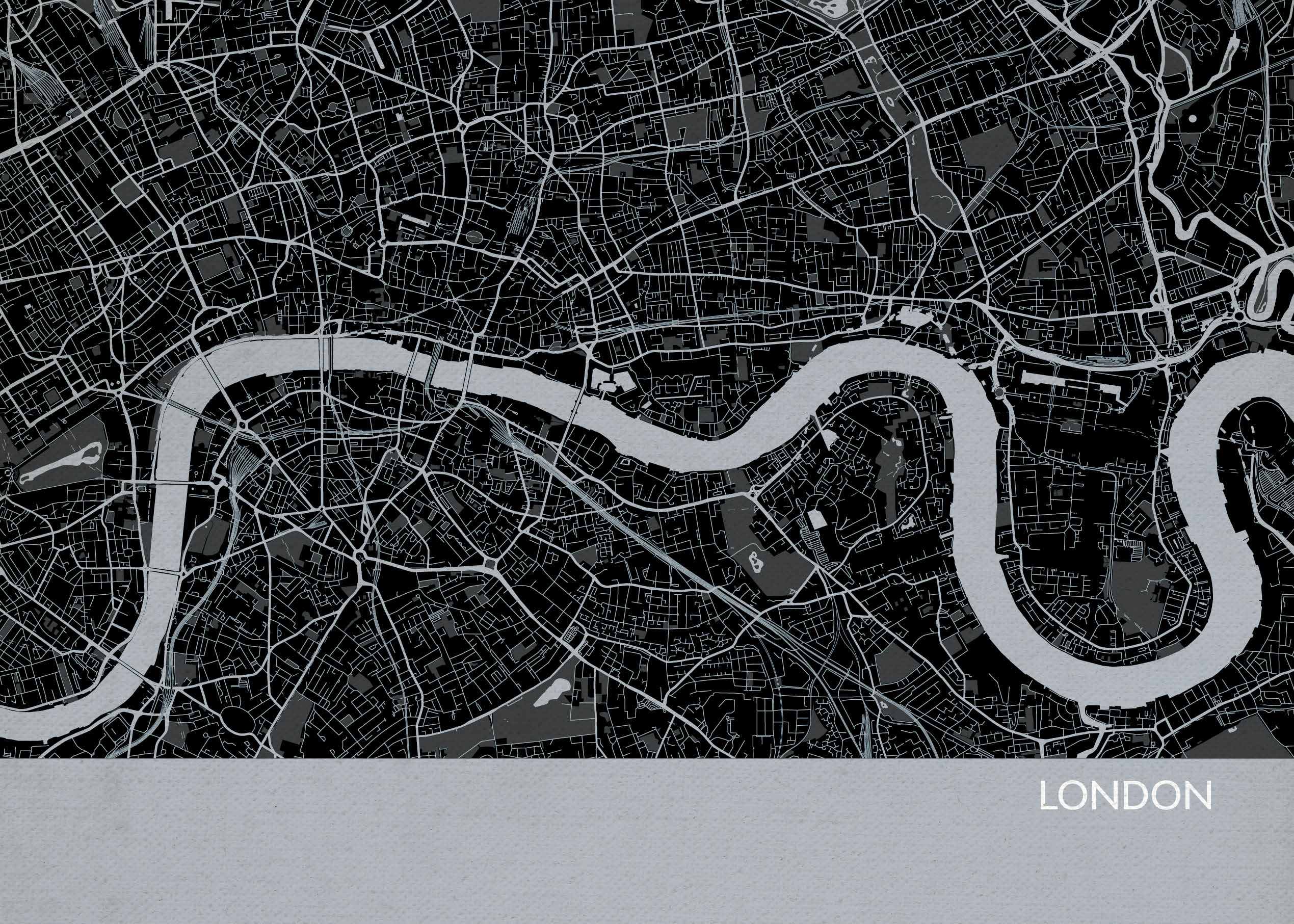 LS01554_4_MATTP - London City Street Map Print Charcoal