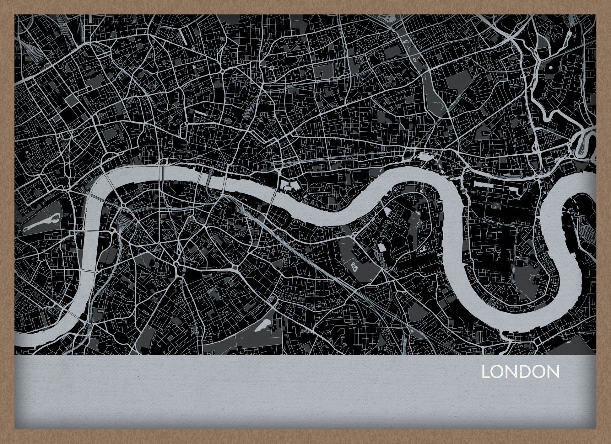 LS01554_3_WDOAK - London City Street Map Print Charcoal