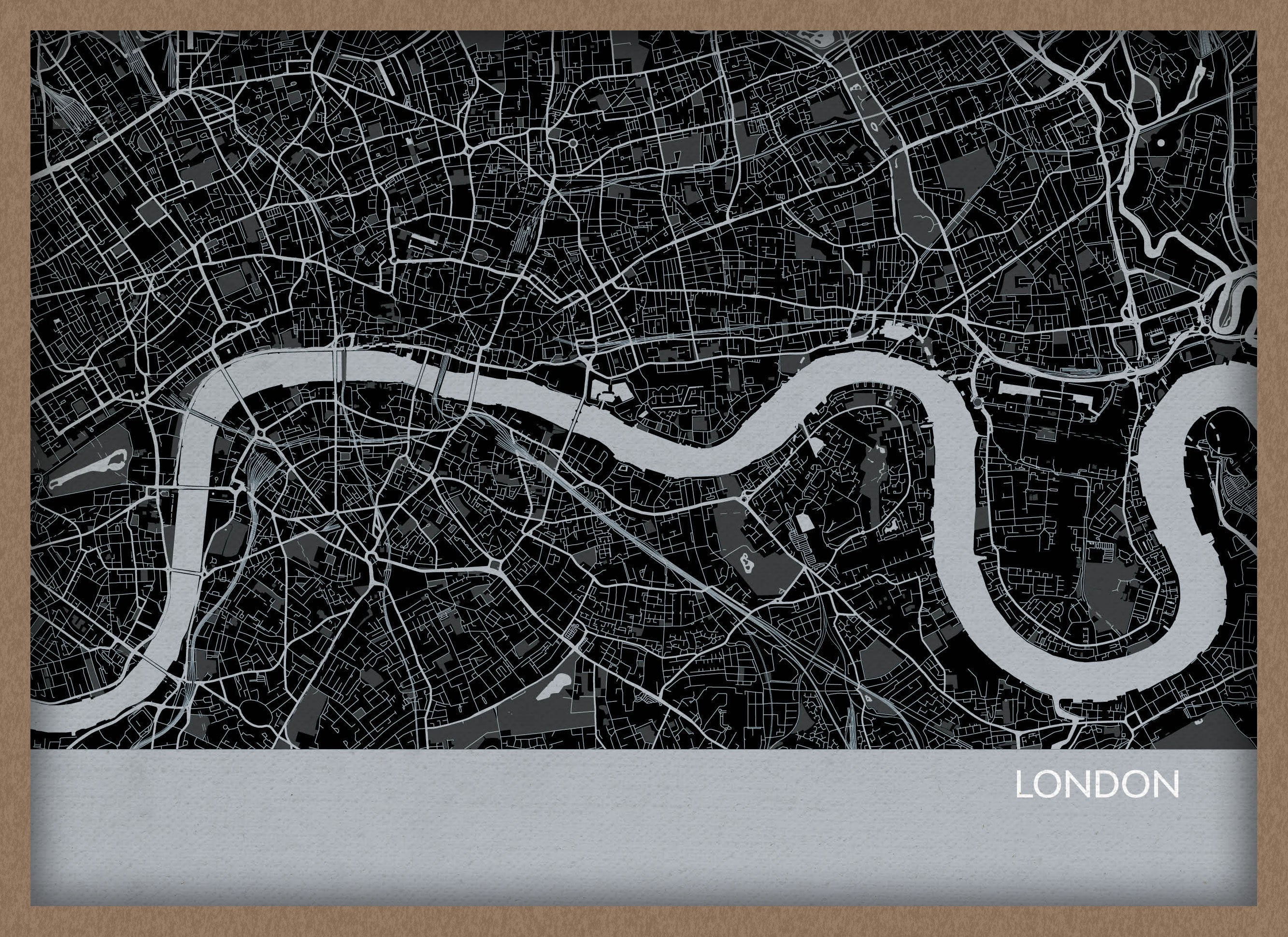 LS01554_3_WDOAK - London City Street Map Print Charcoal