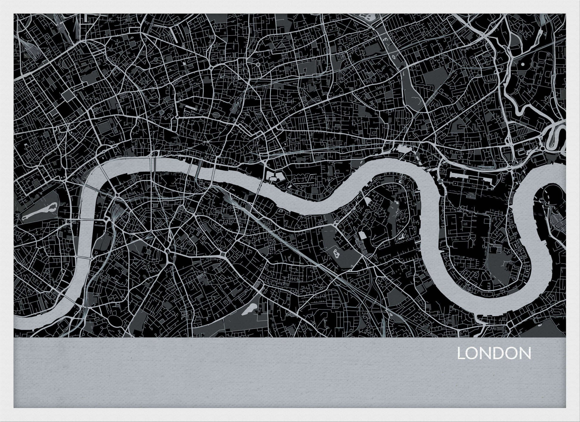 LS01554_4_WDWHI - London City Street Map Print Charcoal