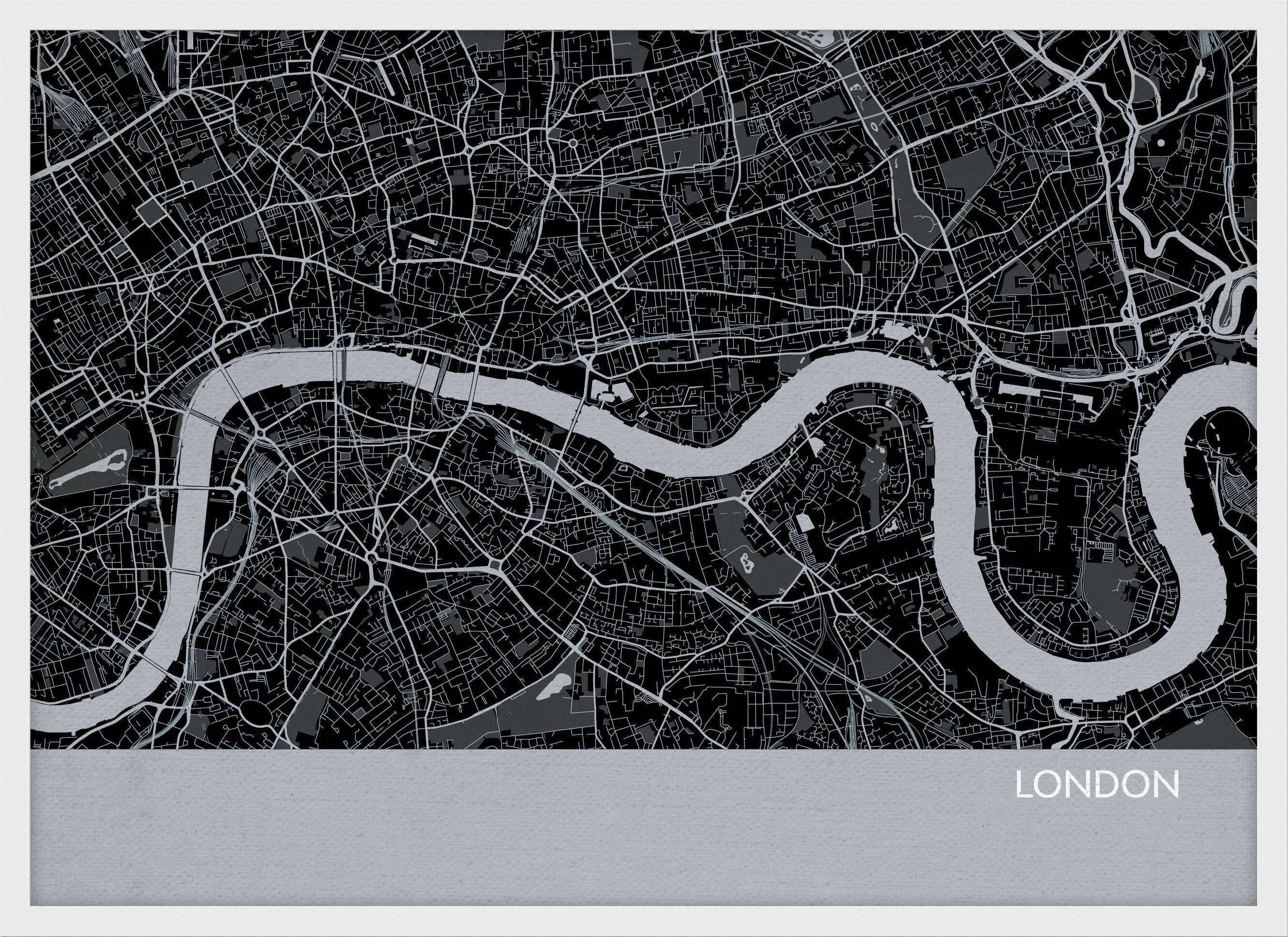 LS01554_4_WDWHI - London City Street Map Print Charcoal