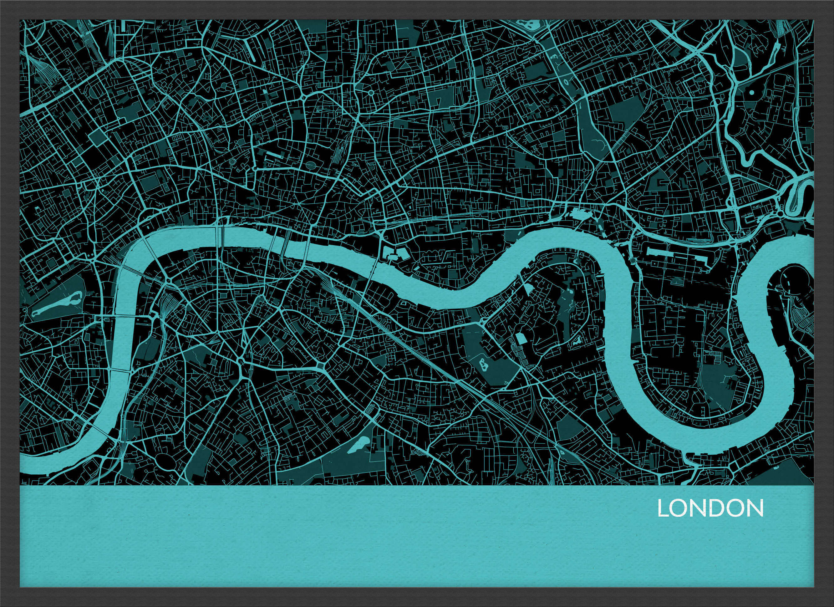 LS01565_S_WDBLA - London City Street Map Print Turquoise