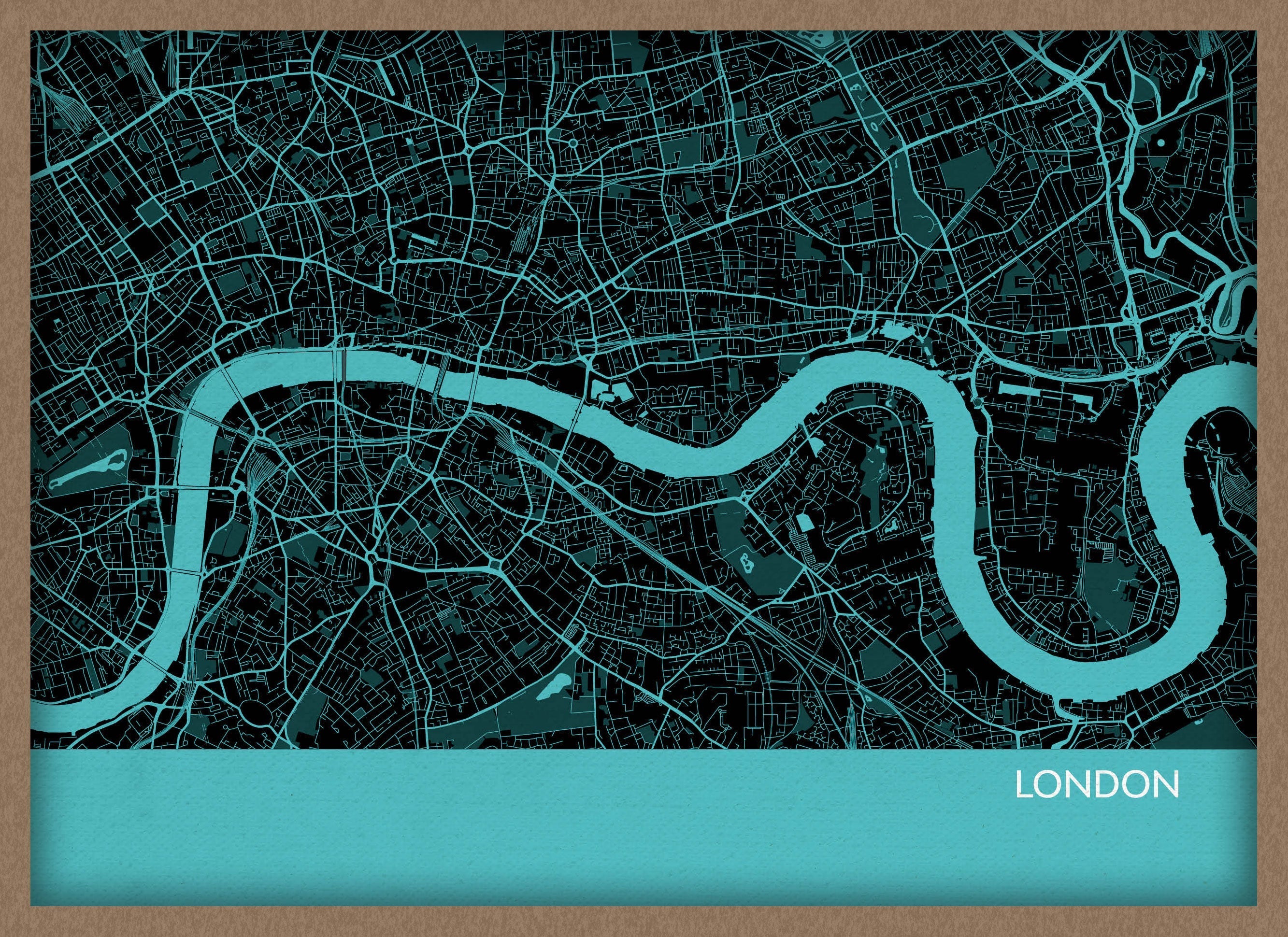 LS01565_3_WDOAK - London City Street Map Print Turquoise
