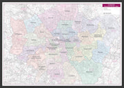 UK01834_L_LBWBL - Large London Postcode District with Authority Boroughs Wall Map - within M25