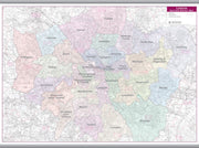 UK01834_L_LAMHB - Large London Postcode District with Authority Boroughs Wall Map - within M25