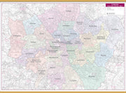 UK01834_L_LWDHB - Large London Postcode District with Authority Boroughs Wall Map - within M25