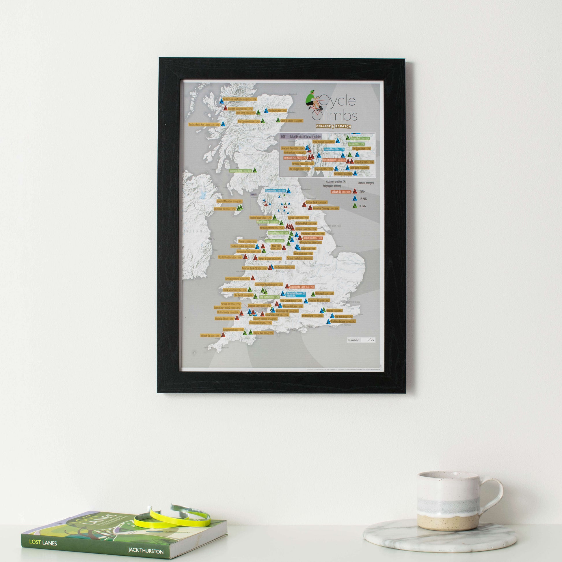 UK01621_3_BWBLA - Scratch Off UK Cycle Climbs Print