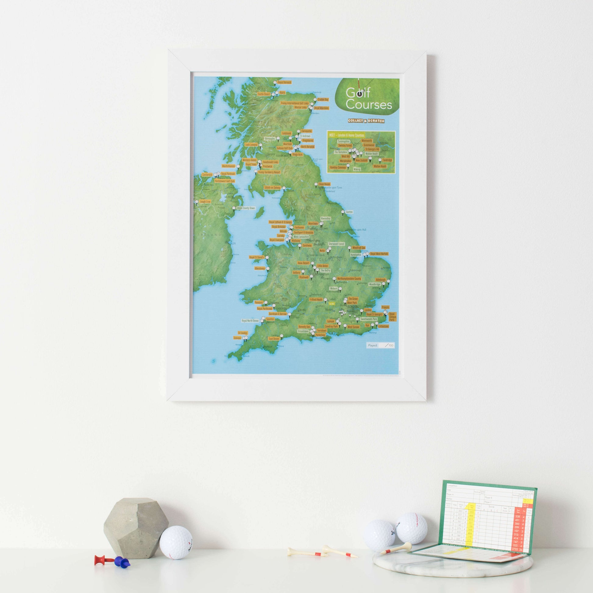 UK01619_3_BWWHI - Scratch Off UK Golf Courses Print