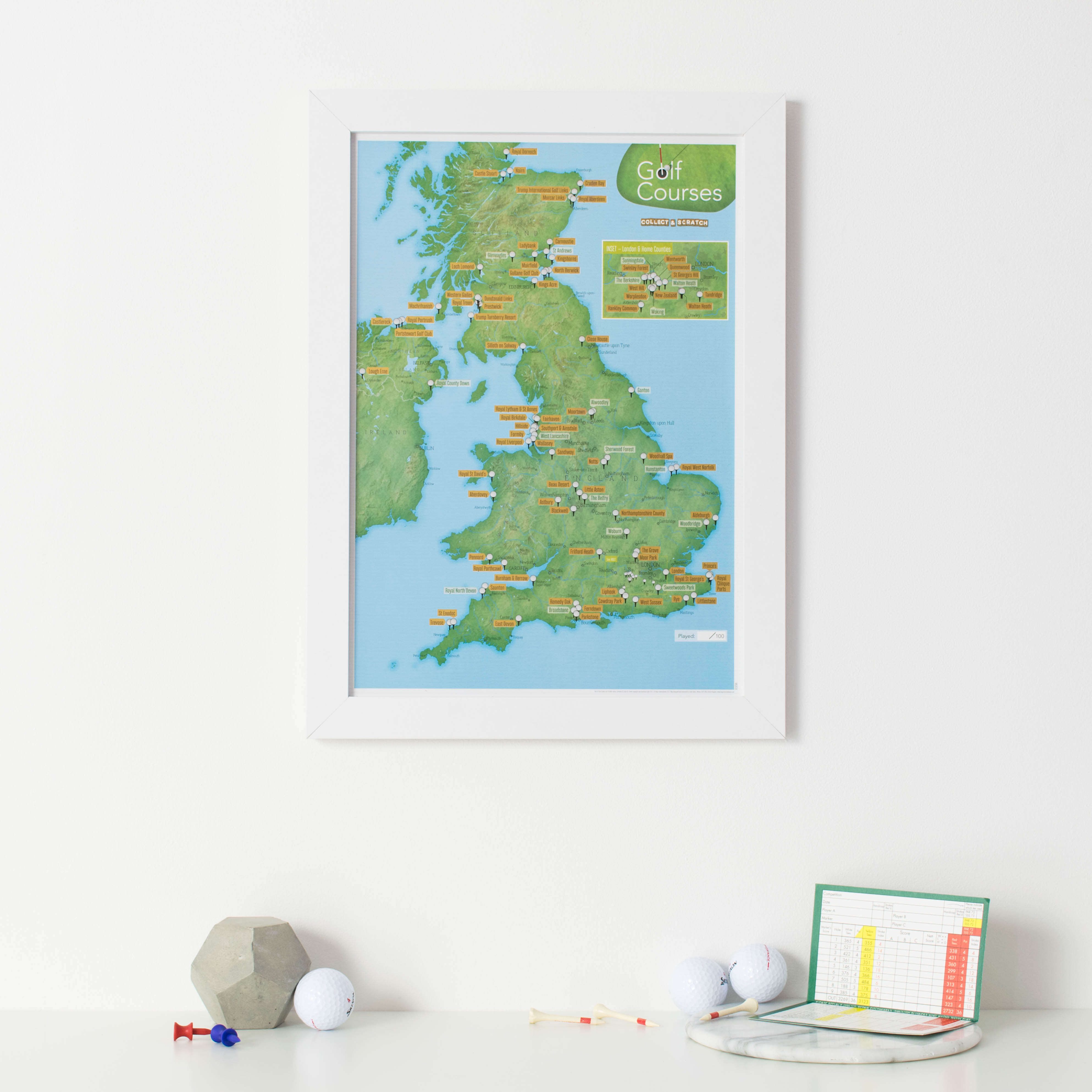 UK01619_3_BWWHI - Scratch Off UK Golf Courses Print