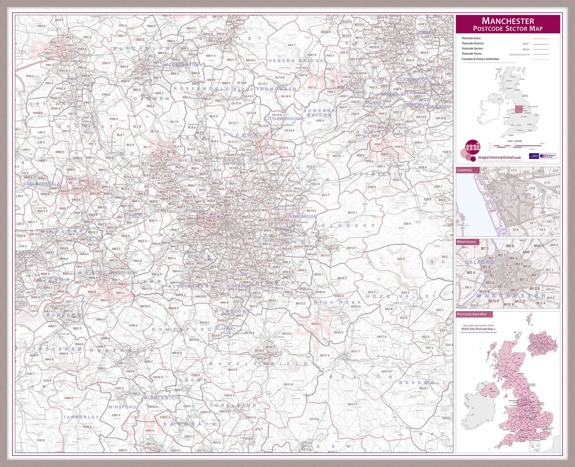 UK00777_L_MGFAL - Manchester Postcode Sector Map